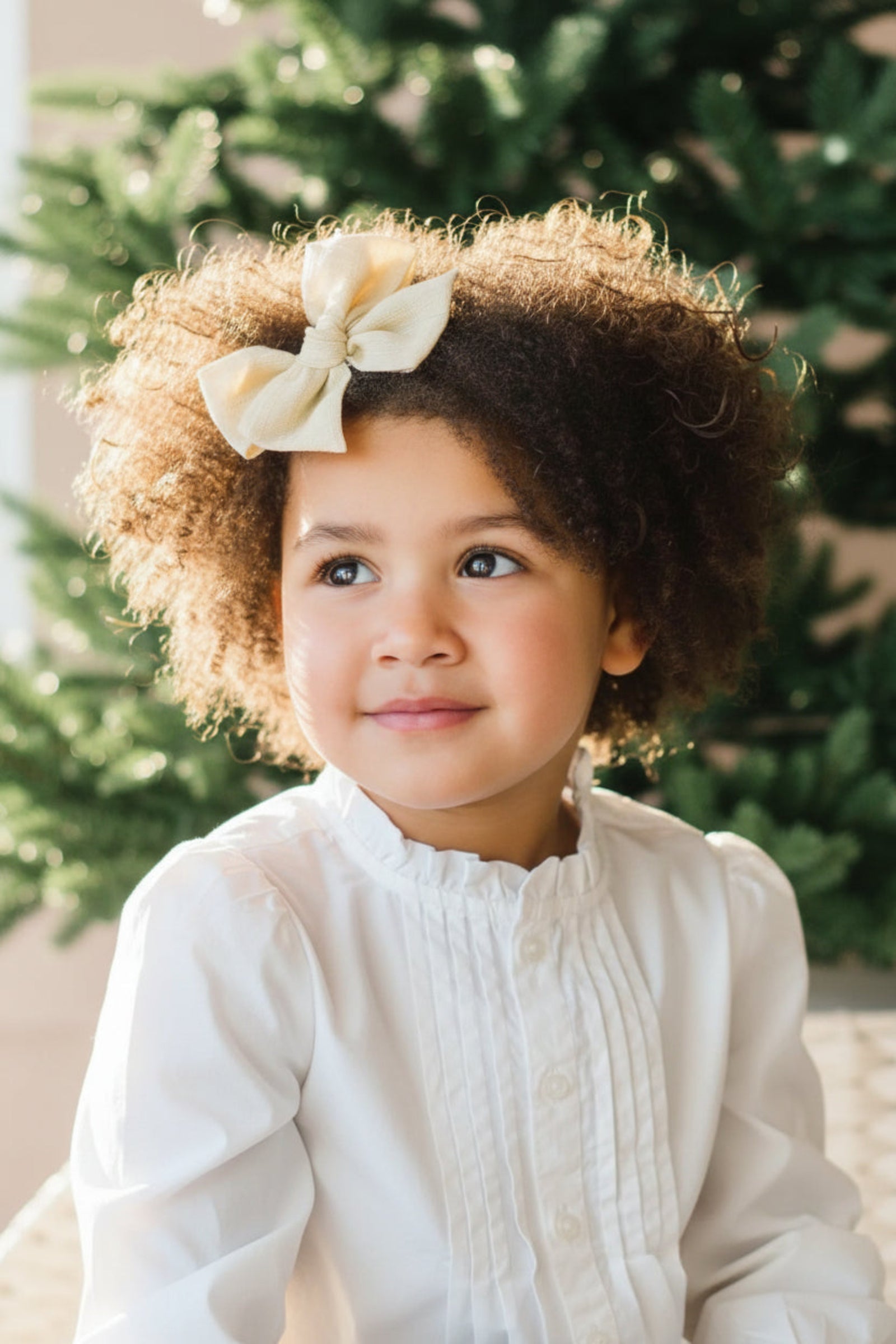 Organic Cotton Ruffle Neck Blouse with Pintucks for Baby Girls, White, Baby