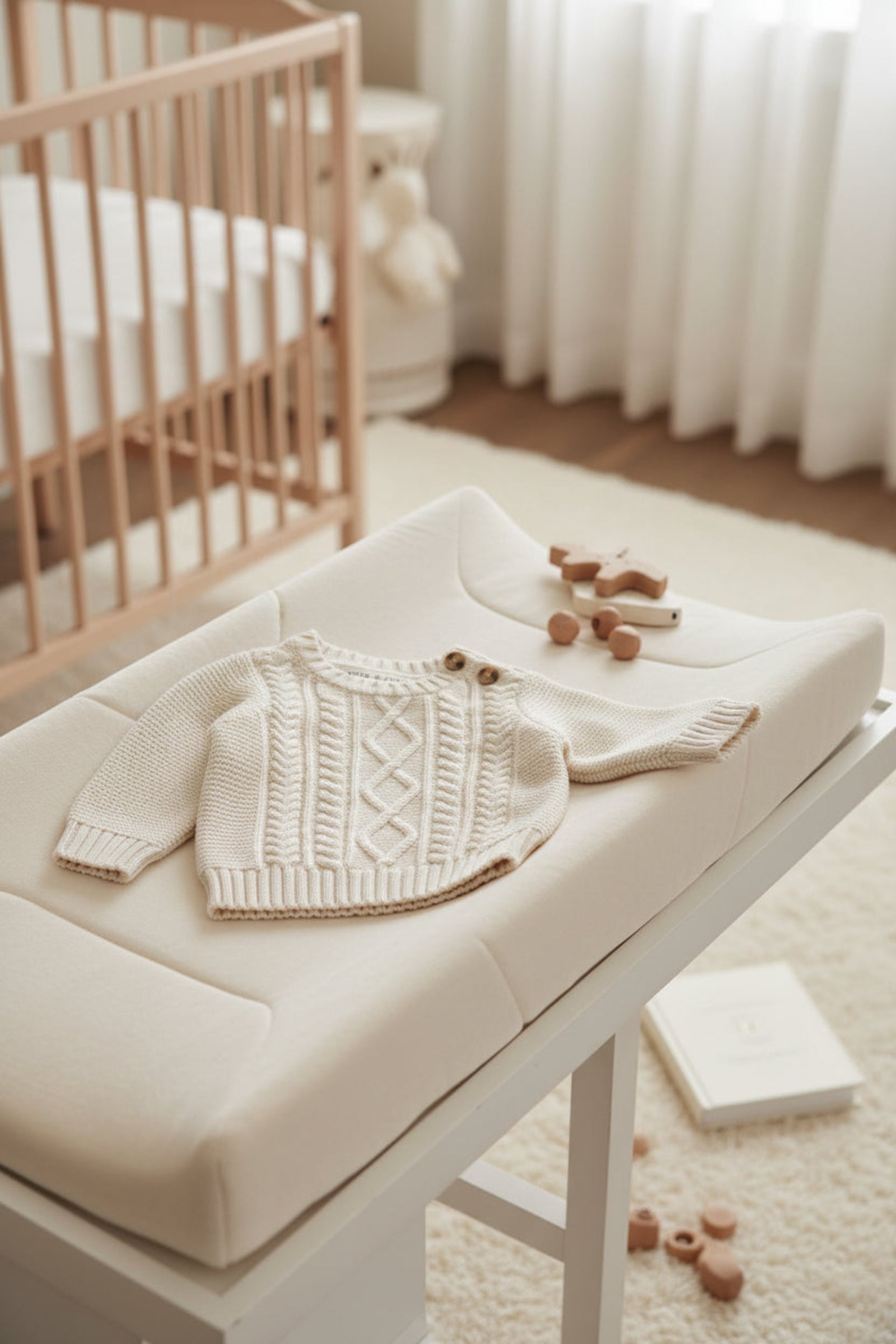 Organic Cotton Cable Sweater and Legging Set for Babies, Ivory, 0-24M