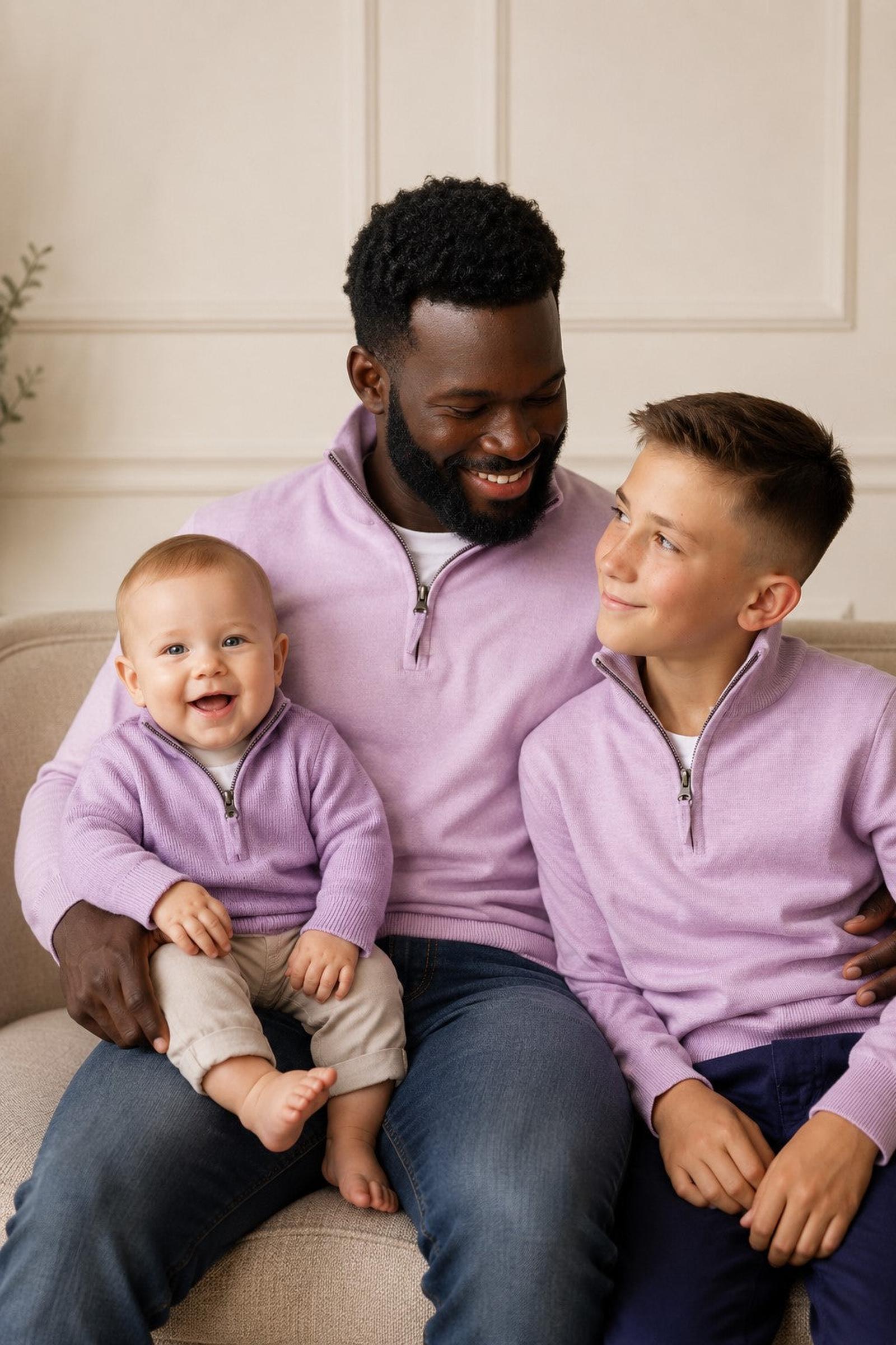 Organic Cotton Fine Gauge Half Zip Sweater, Lavender, Baby, Family Matching Outfits