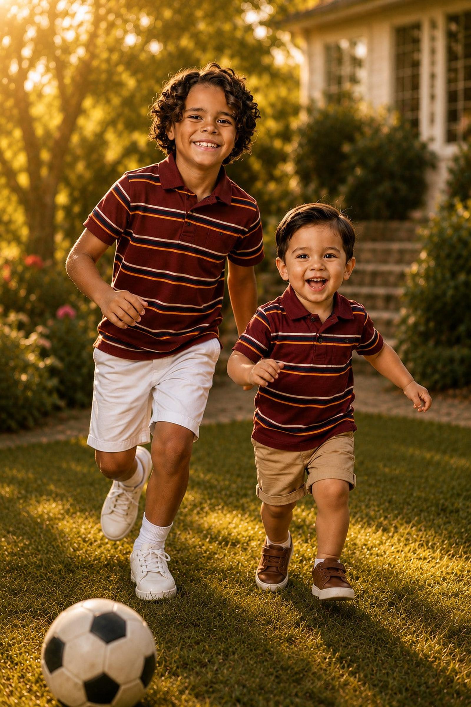 Organic Cotton Jersey Polo, Oxblood Stripe, Baby, Family Matching Outfits
