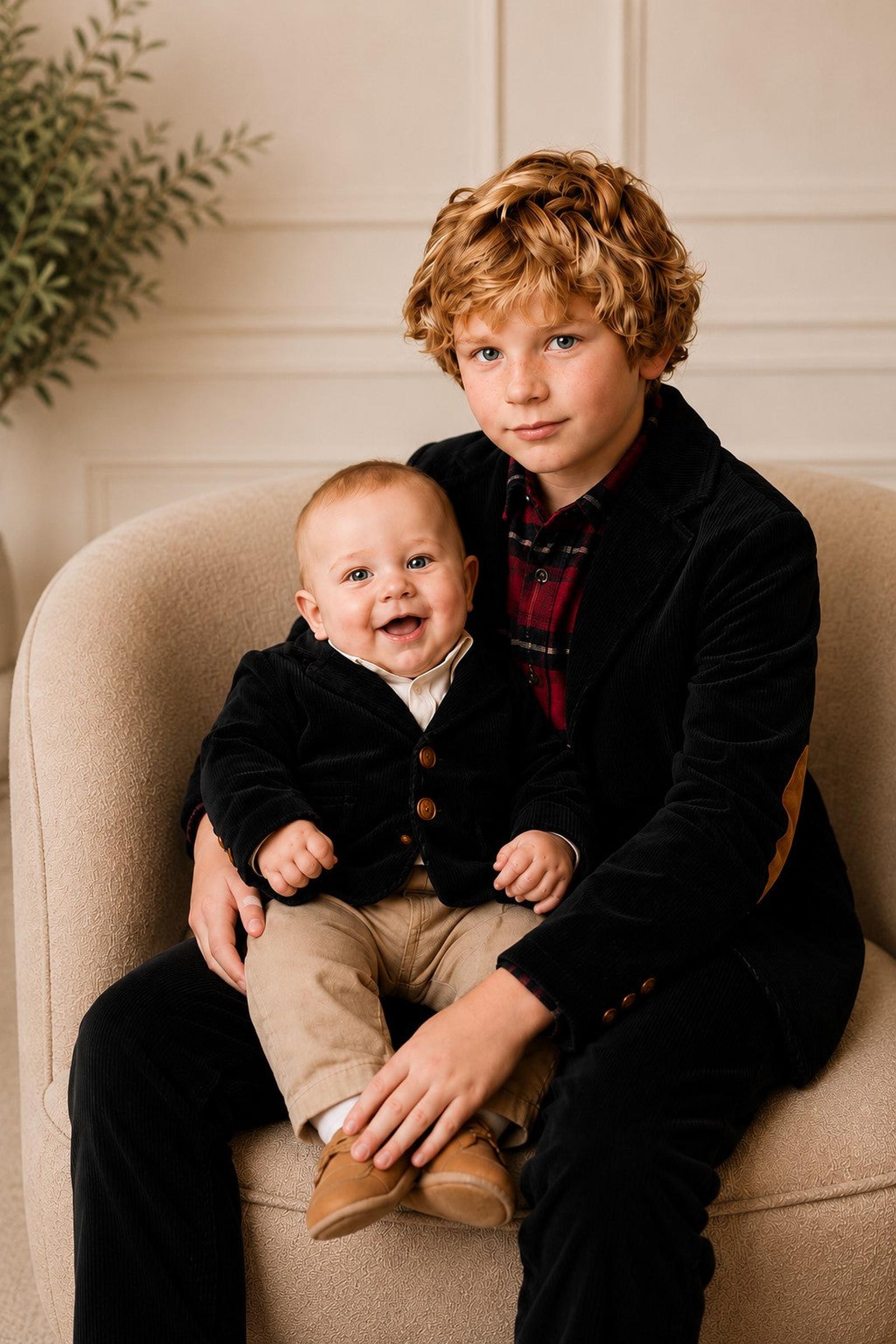Organic Cotton Corduroy Blazer with Elbow Patches, Black, Baby, Family Matching Outfits