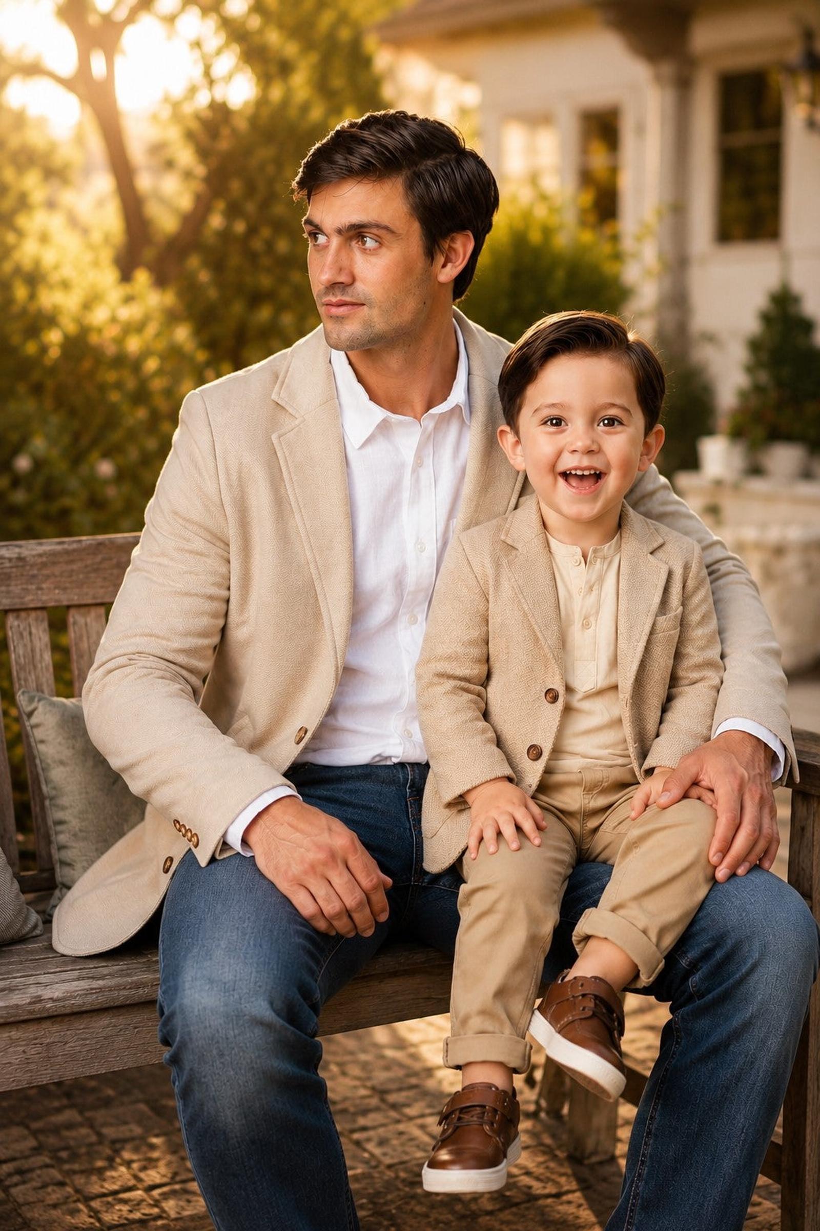 Cotton Fleece Blazer for Boys, Taupe, Baby, Family Matching Outfits