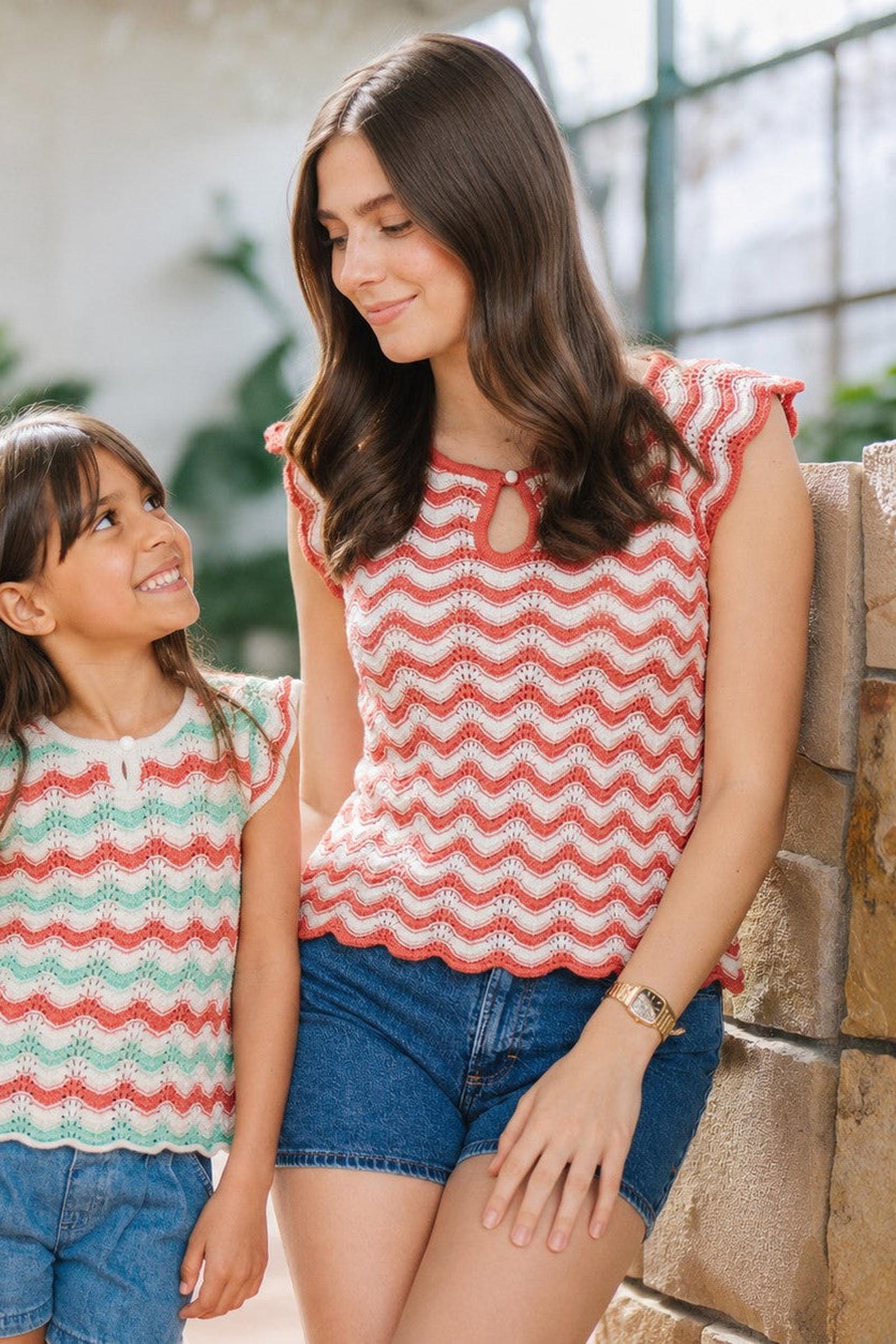 Organic Cotton Flutter Sleeve Sweater Top, Tidal Wiggle, Women, Family Matching Outfits