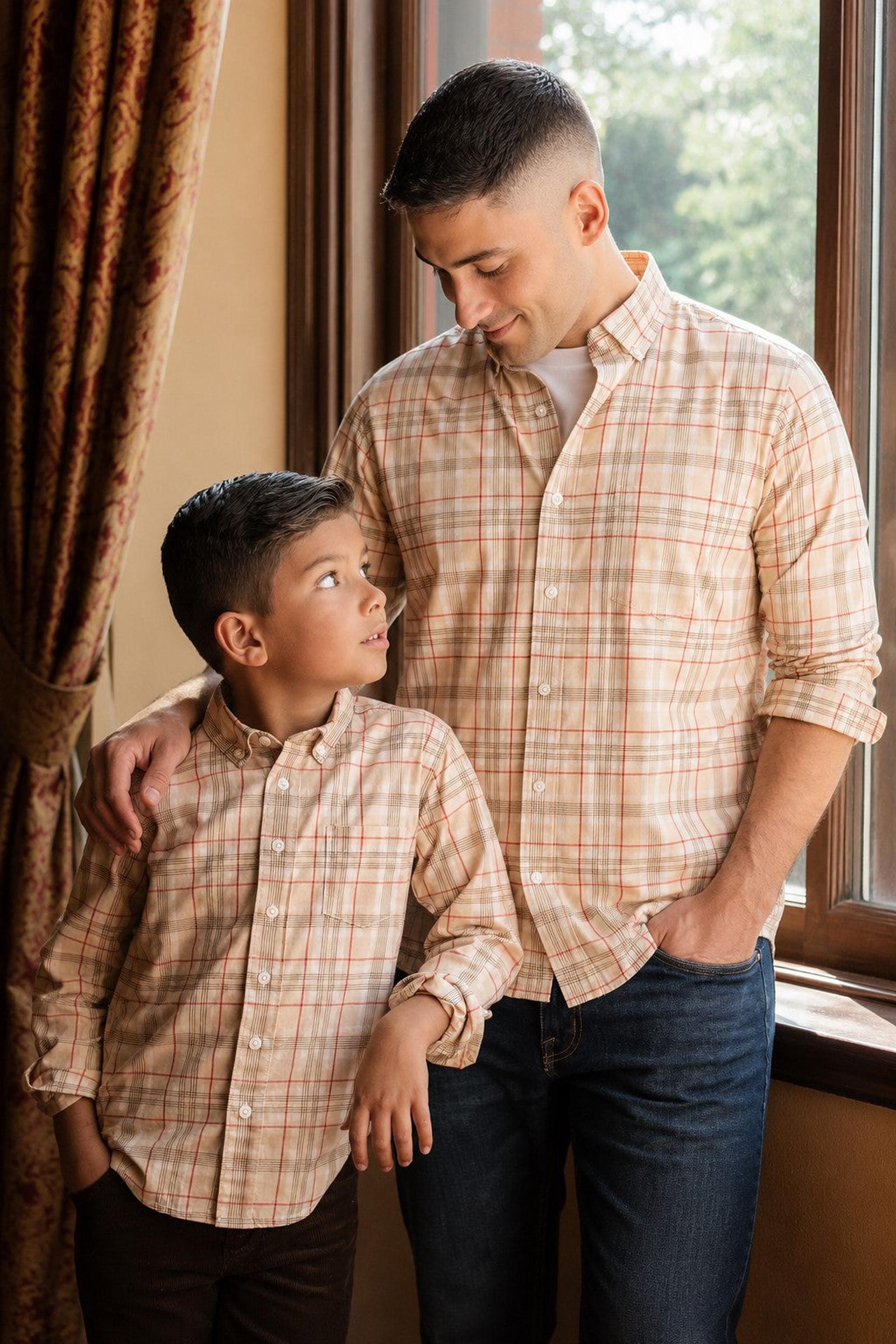 Organic Cotton Stretch Poplin Shirt, Fireside Plaid, Men, Family Matching Outfits