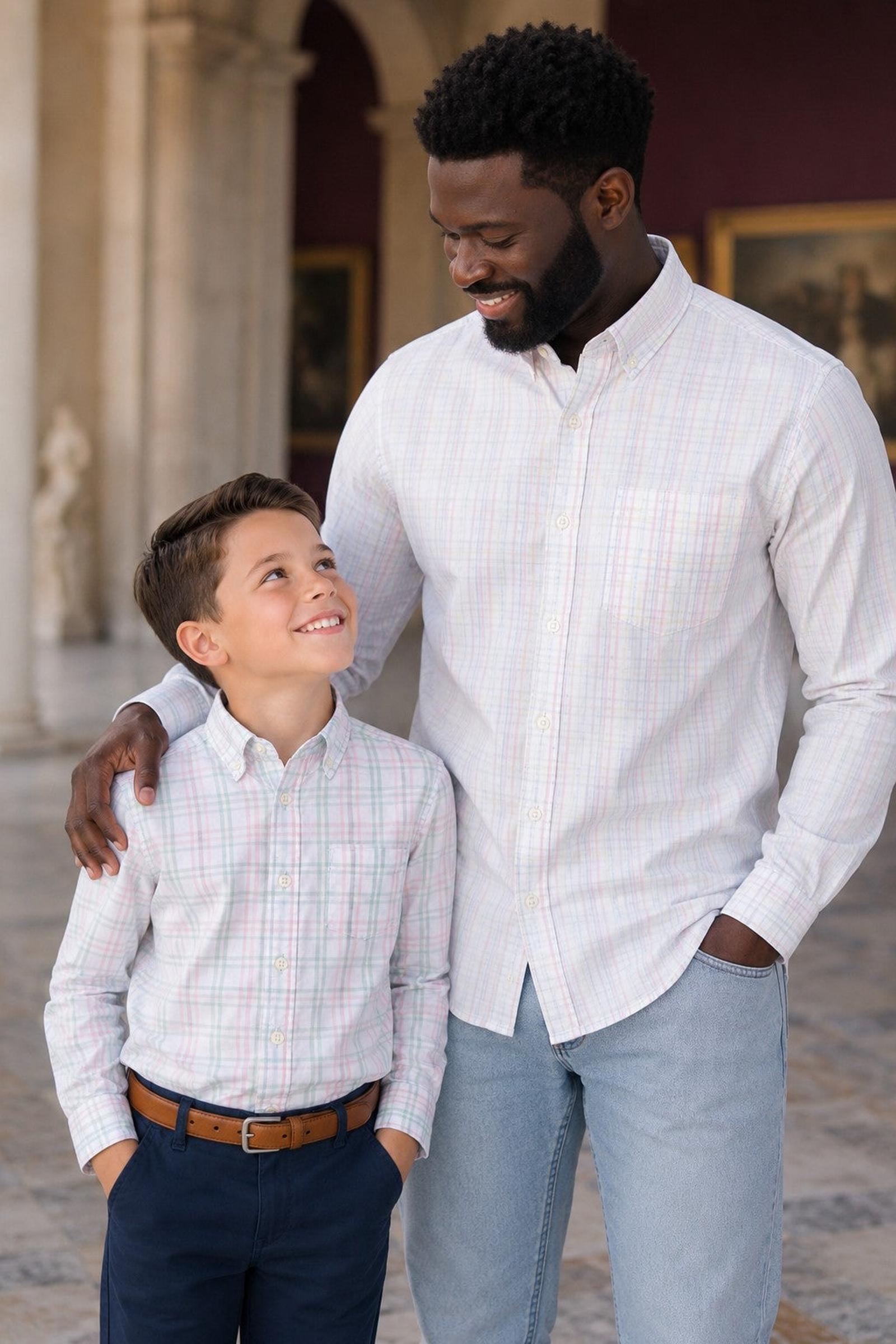 Organic Cotton Stretch Poplin Shirt, Chateau Plaid, Sizes 2T-18, Family Matching Outfits
