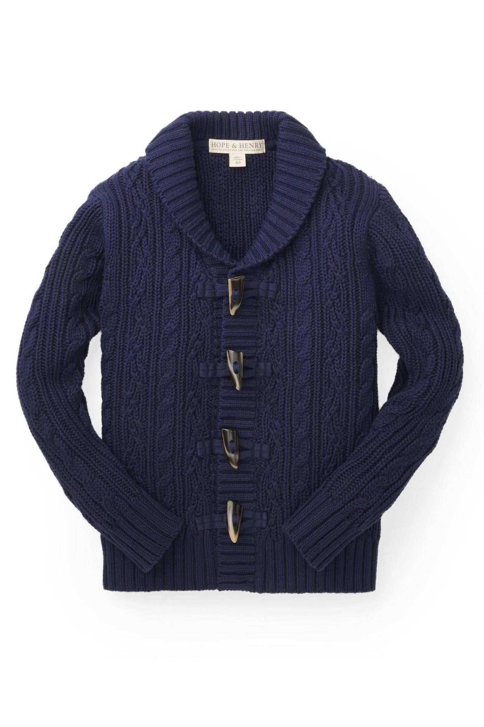 Organic Cotton Shawl Collar Cardigan for Boys, Navy, Baby, Toddler & Kids