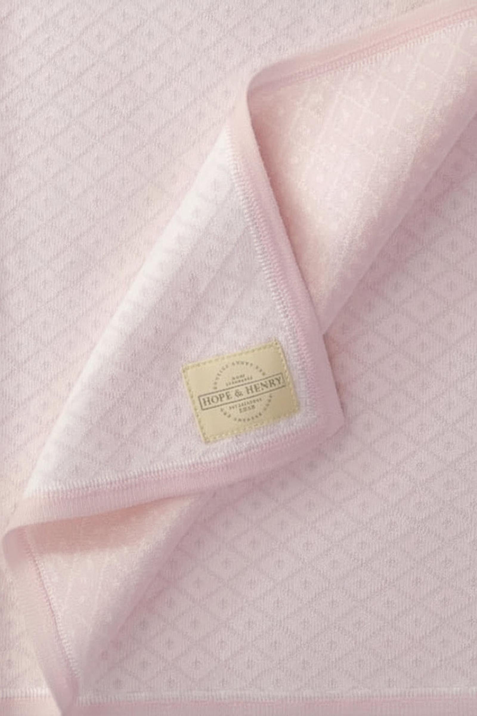 Organic Cotton Jacquard Sweater Blanket For Girls, Pink, Baby