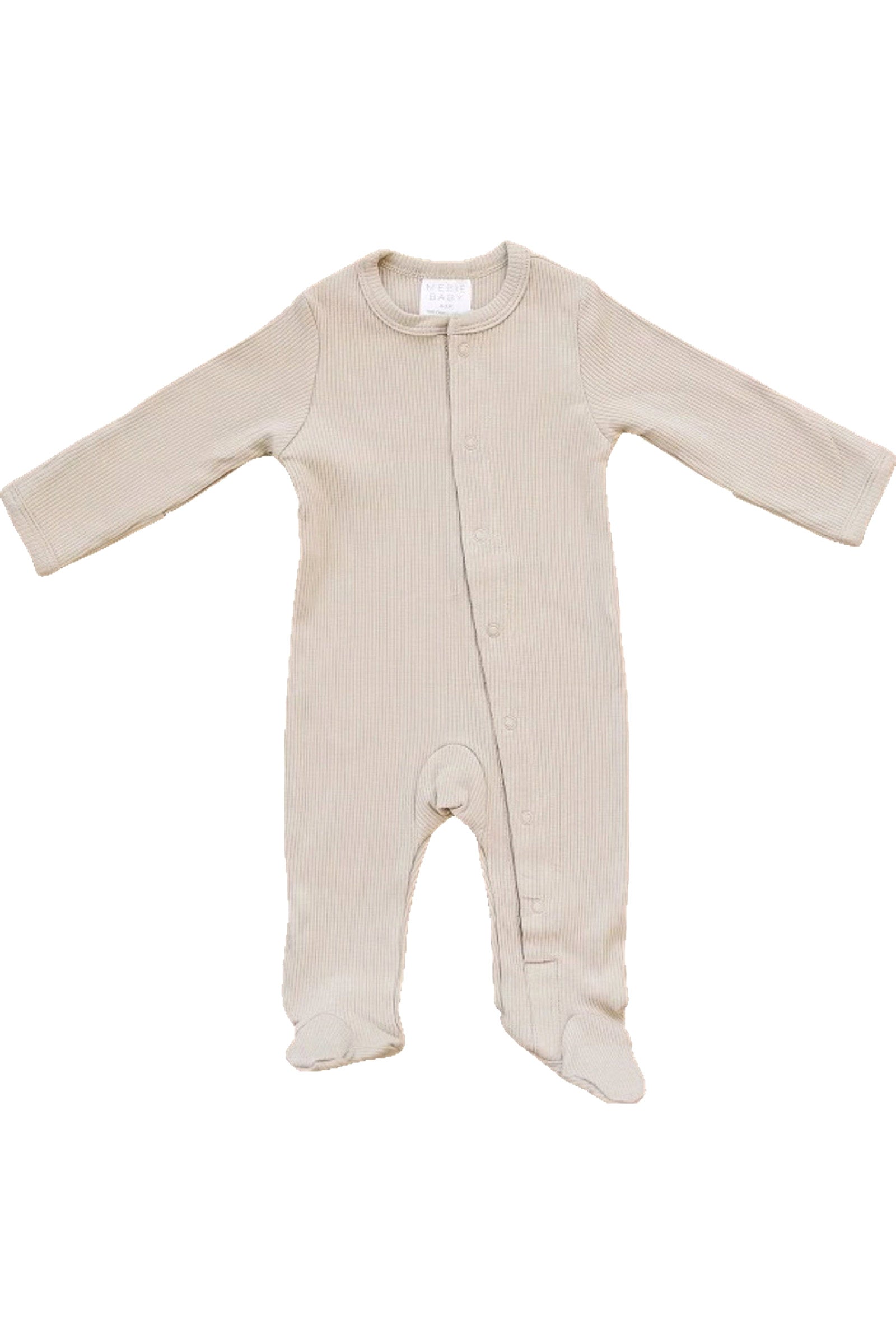 Oatmeal Ribbed Snap Footed Pajama, Organic Cotton, Baby Essentials