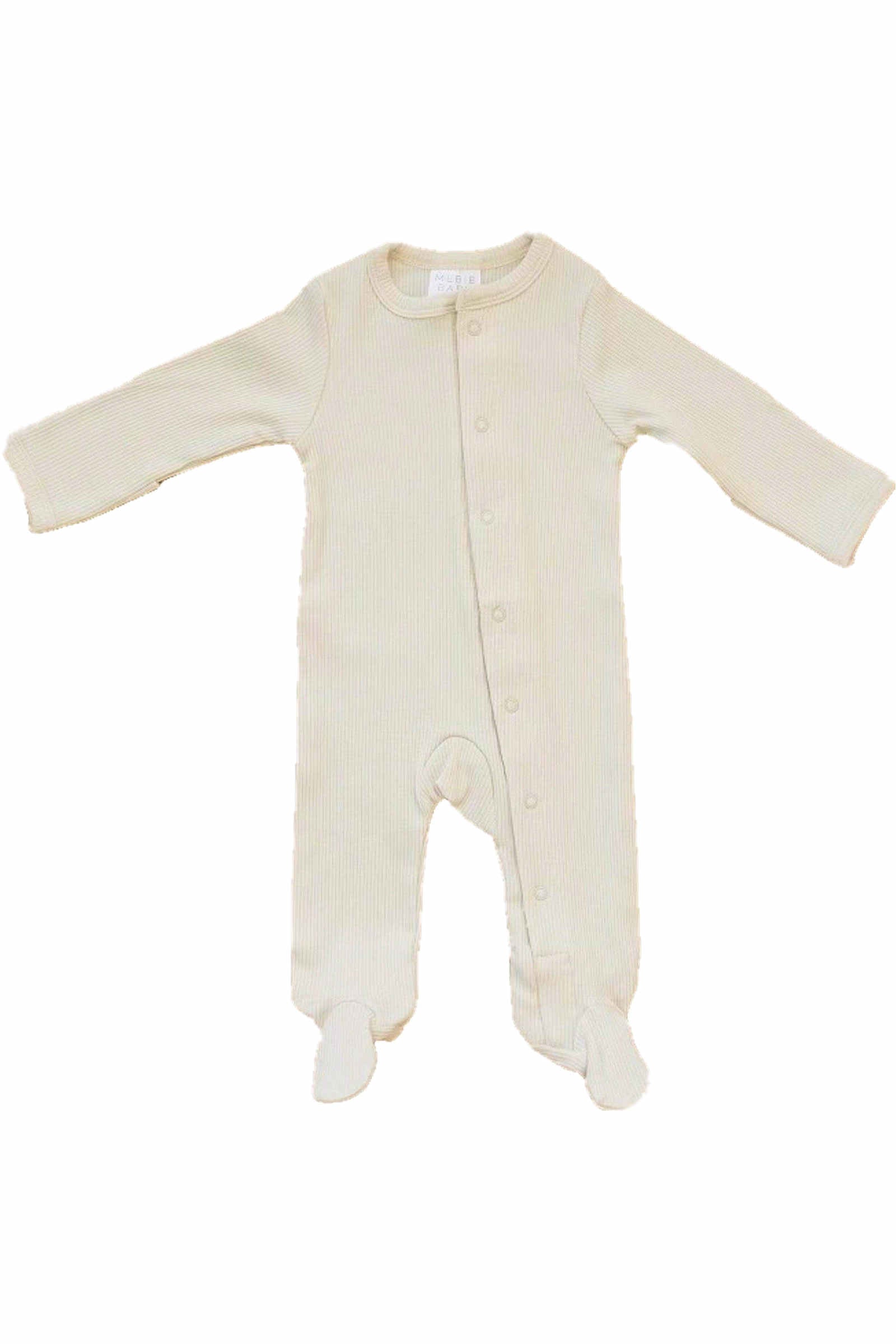 Vanilla Ribbed Snap Footed Pajama, Organic Cotton, Baby Essentials
