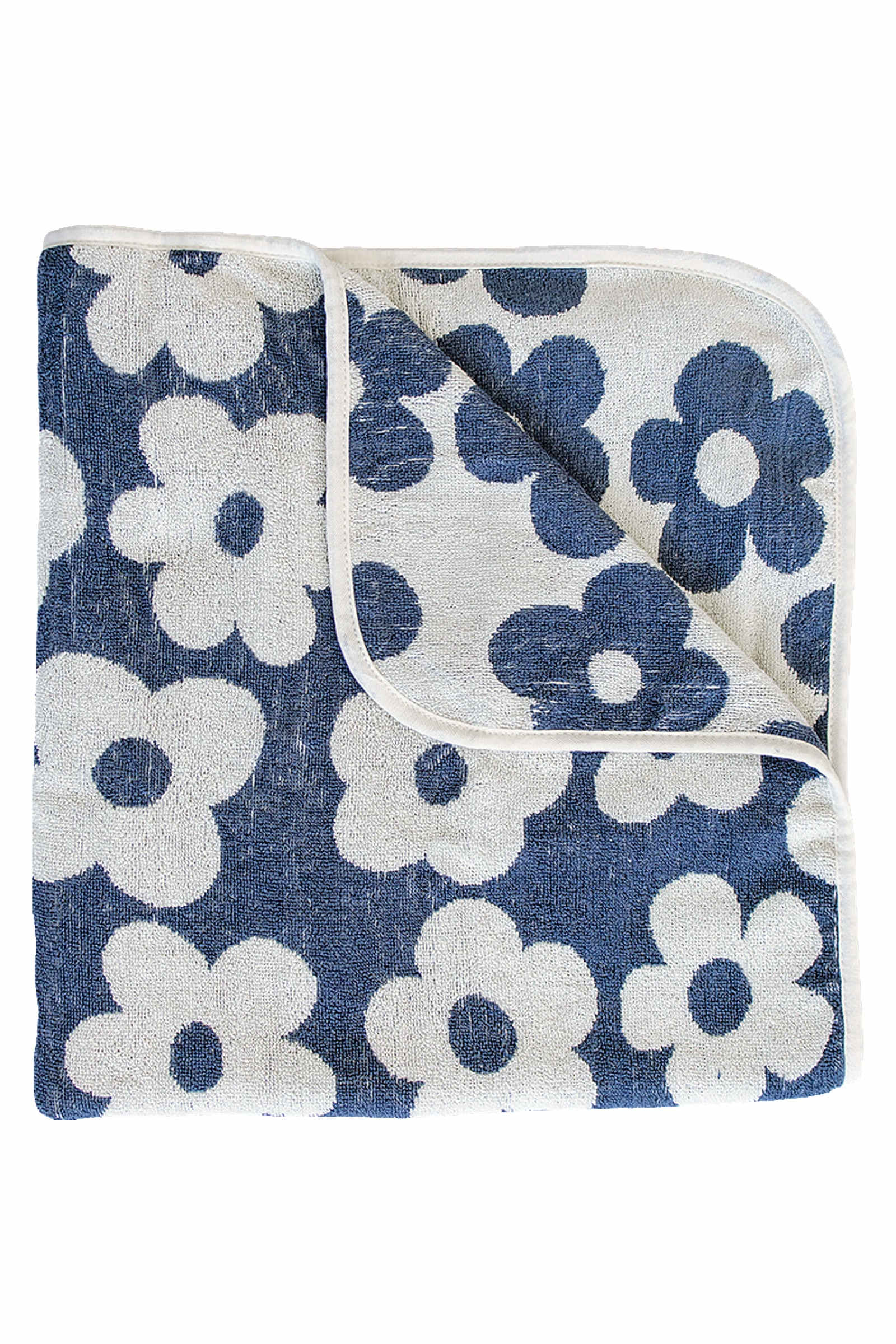 Navy Floral Organic Cotton Beach Towel, 100% Cotton, Baby, Toddler & Kids