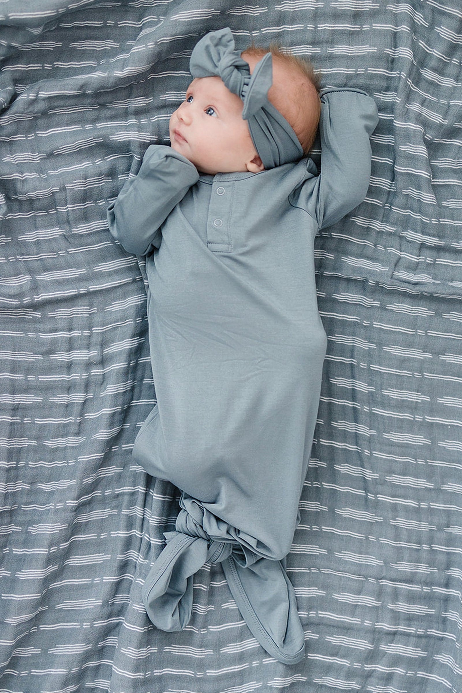 Baby Girl Dusty Blue Head Wrap, Bamboo, Baby