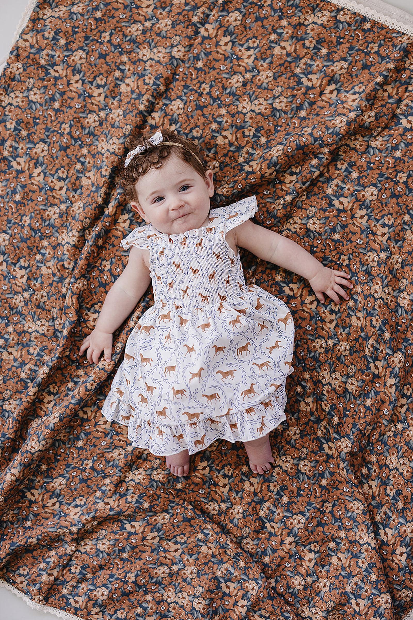 Western Pony Print Smocked Dress for Baby & Kids