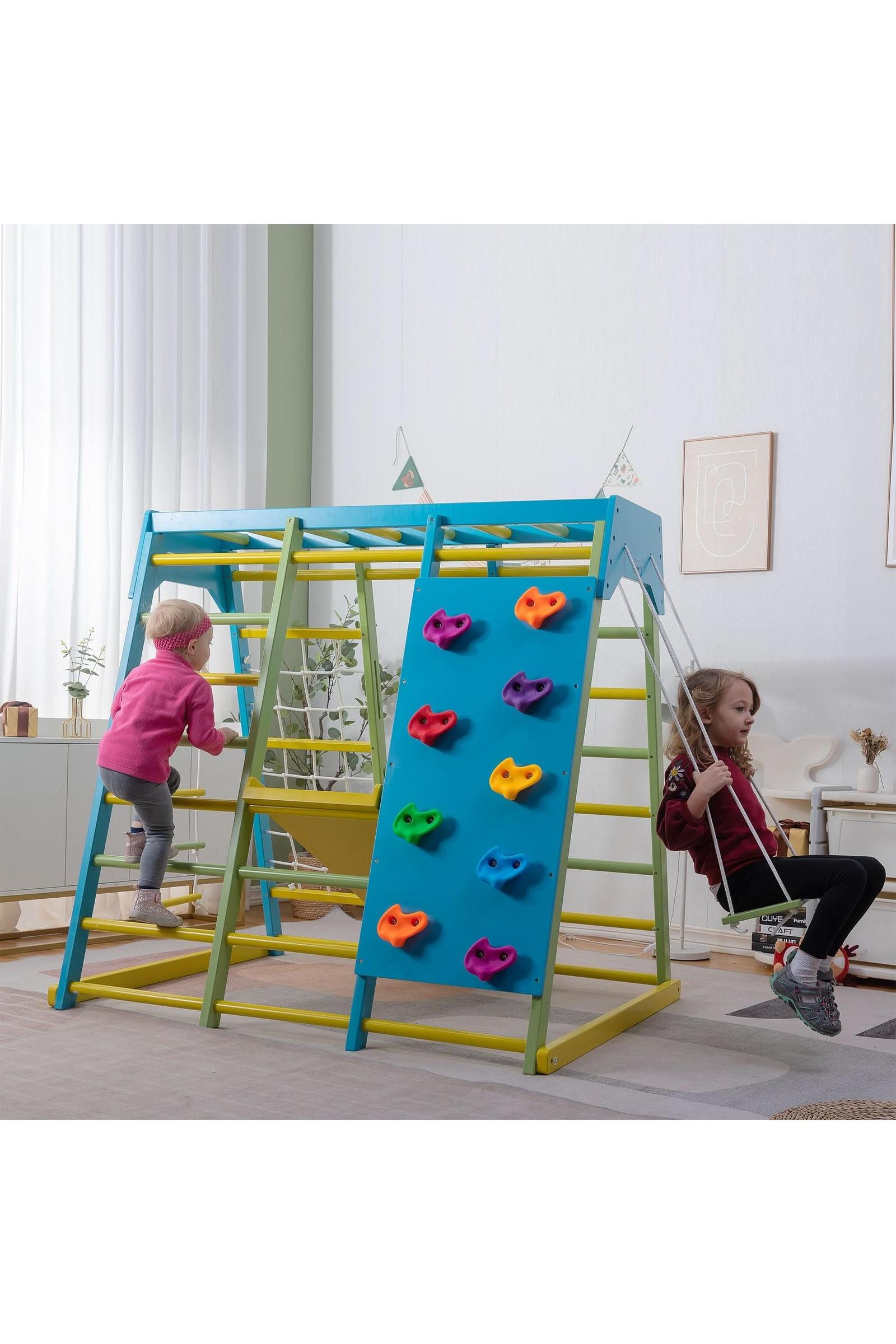 Magnolia - Wooden 7-in-1 Climber, Slide, Gym, Playset, Indoor, New Zealand FSC-certified pinewood