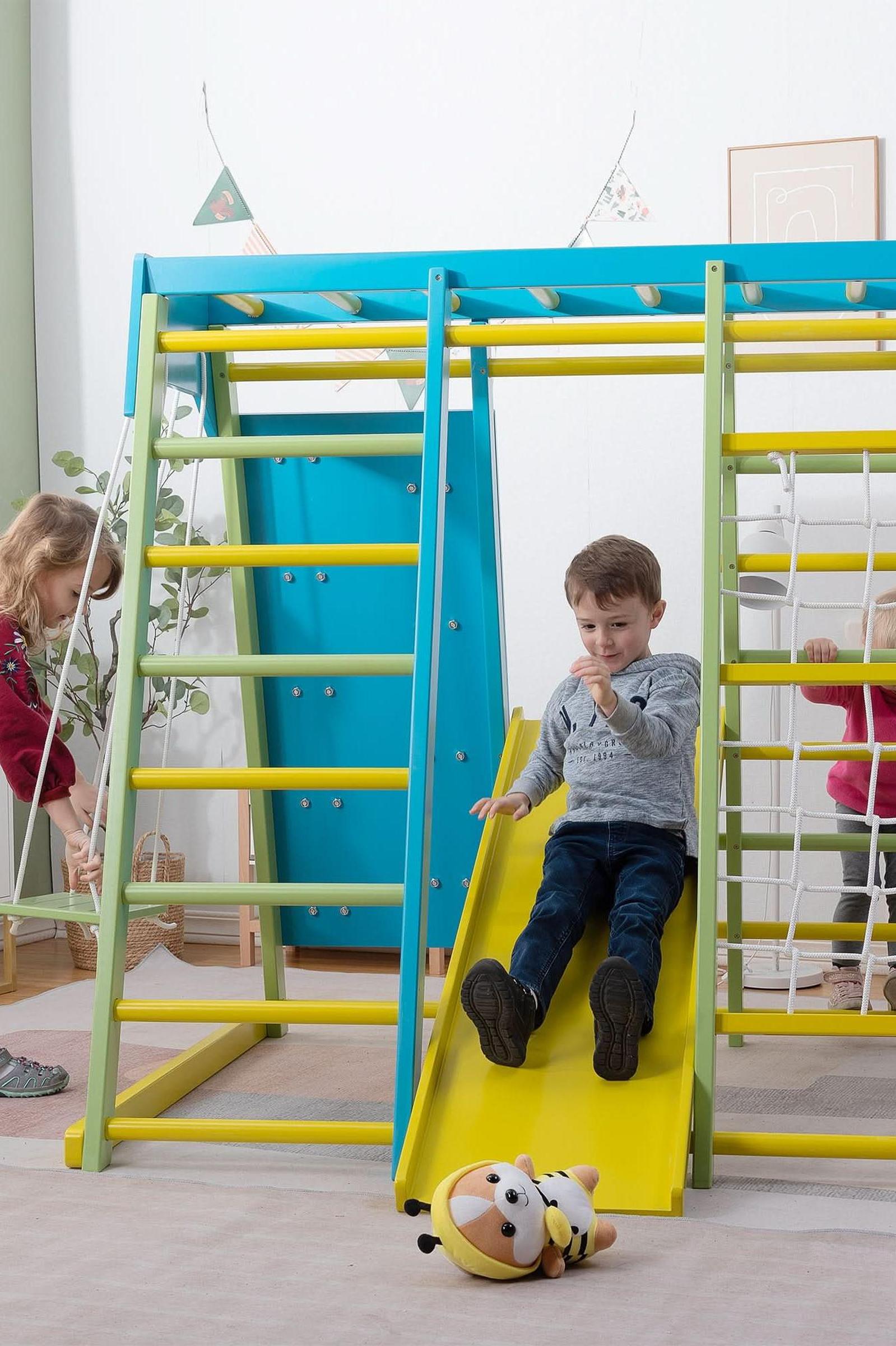 Magnolia - Wooden 7-in-1 Climber, Slide, Gym, Playset, Indoor, New Zealand FSC-certified pinewood
