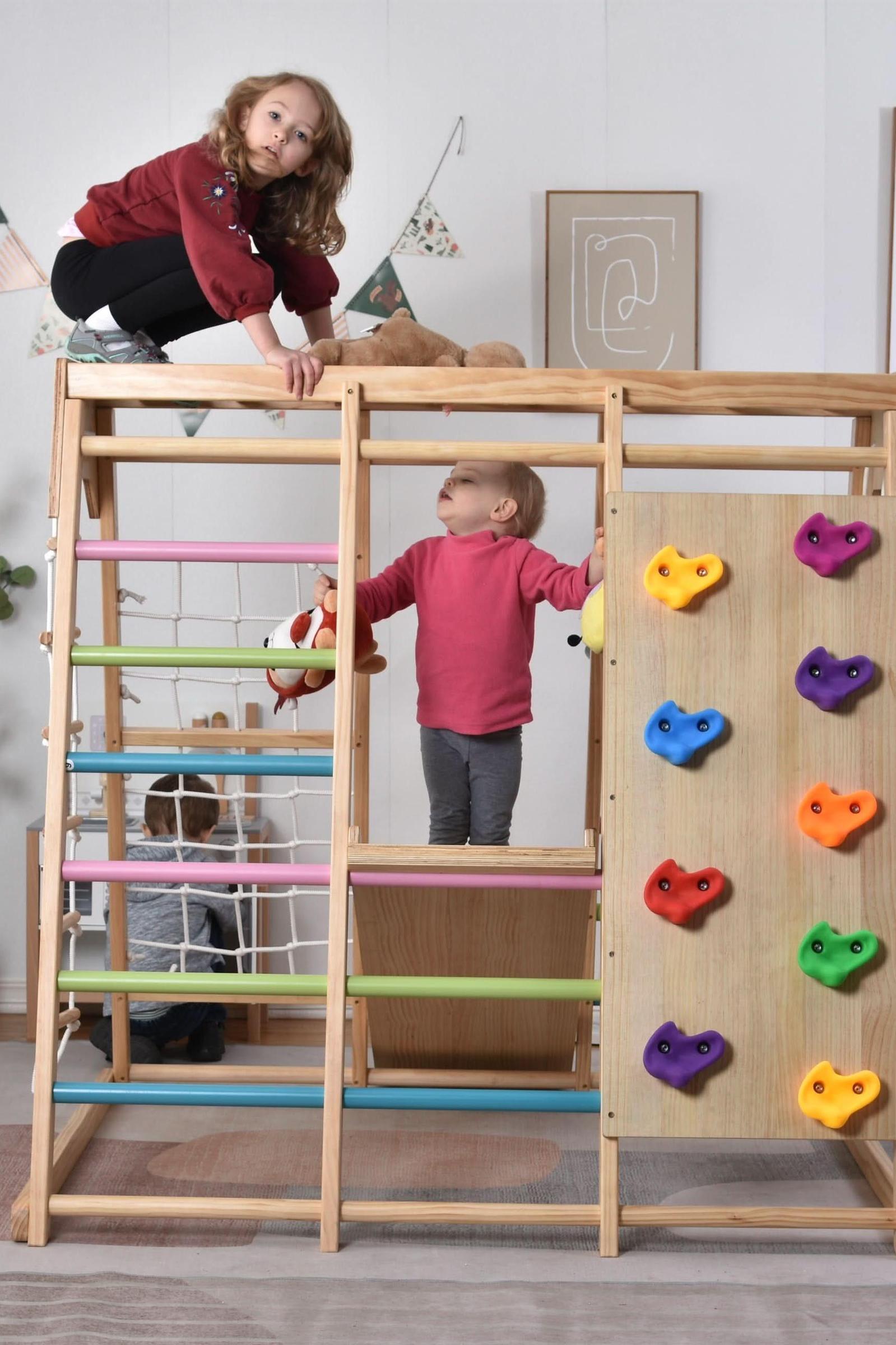 Magnolia - Wooden 7-in-1 Climber, Slide, Gym, Playset, Indoor, New Zealand FSC-certified pinewood