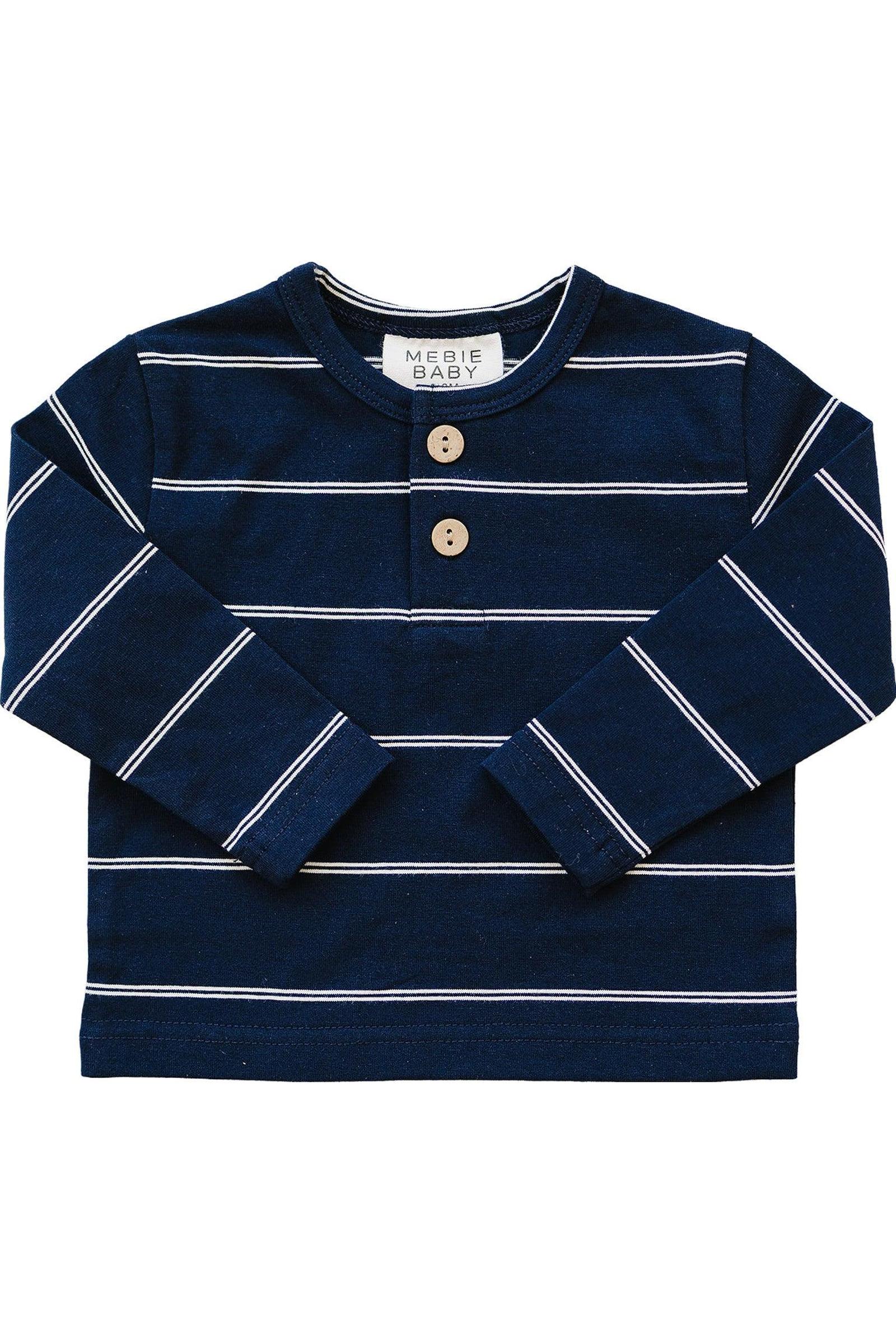 Navy Stripe Long Sleeve T-Shirt, Cotton, Sizes 0-8