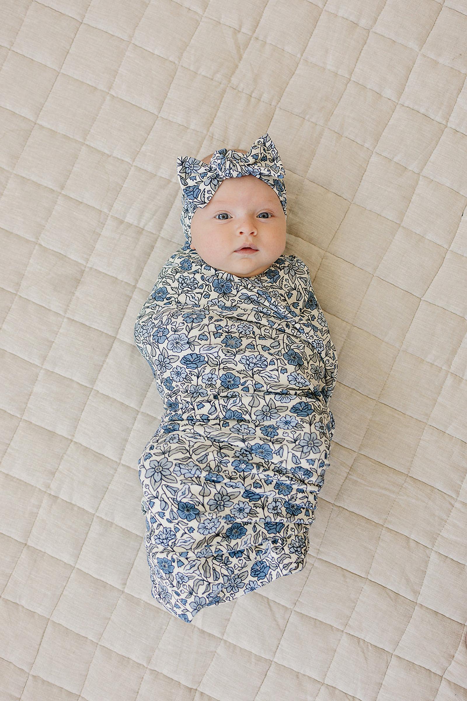Bluebell Pointelle Stretch Swaddle Blanket, Bamboo, Baby Essentials