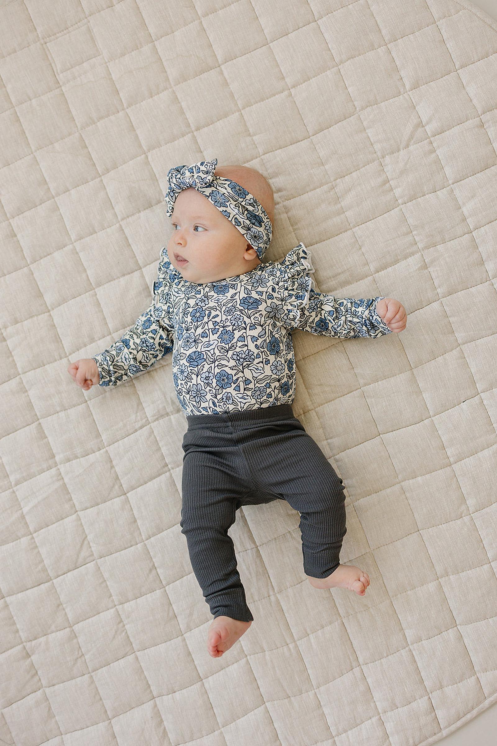 Bluebell Ruffle Sleeve Pointelle Bodysuit, Bamboo, Baby Essentials