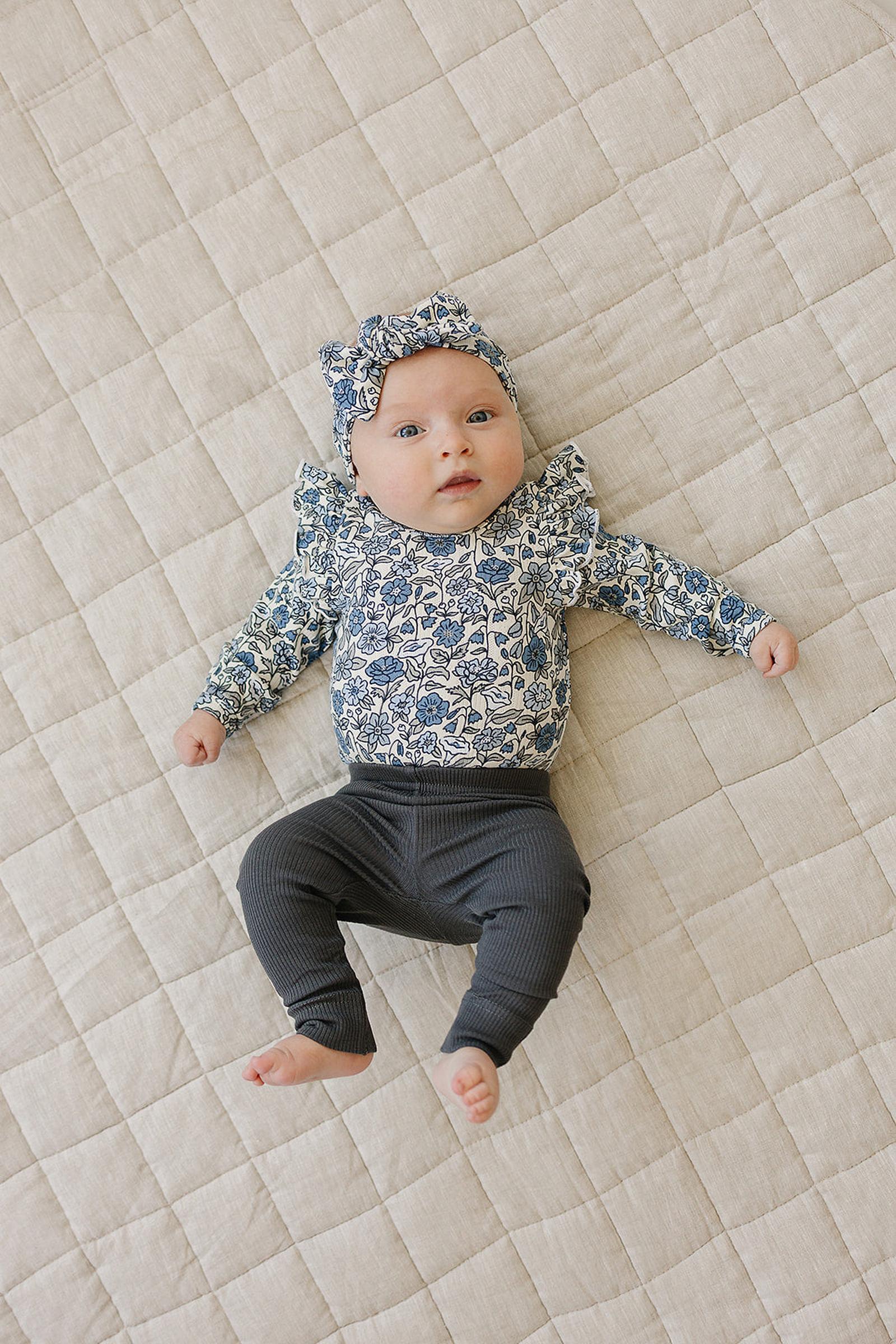 Bluebell Ruffle Sleeve Pointelle Bodysuit, Bamboo, Baby Essentials