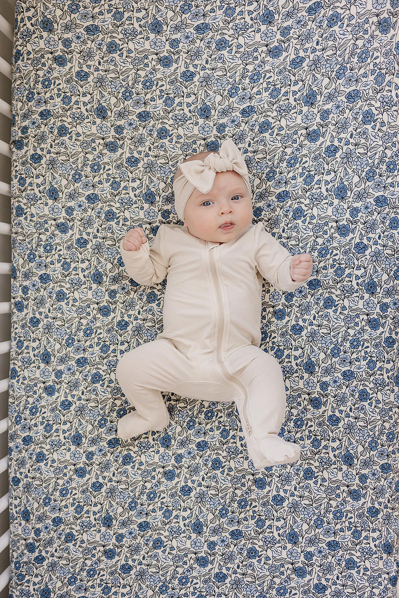 Bluebell Pointelle Stretch Crib Sheet, Bamboo, Baby Essentials