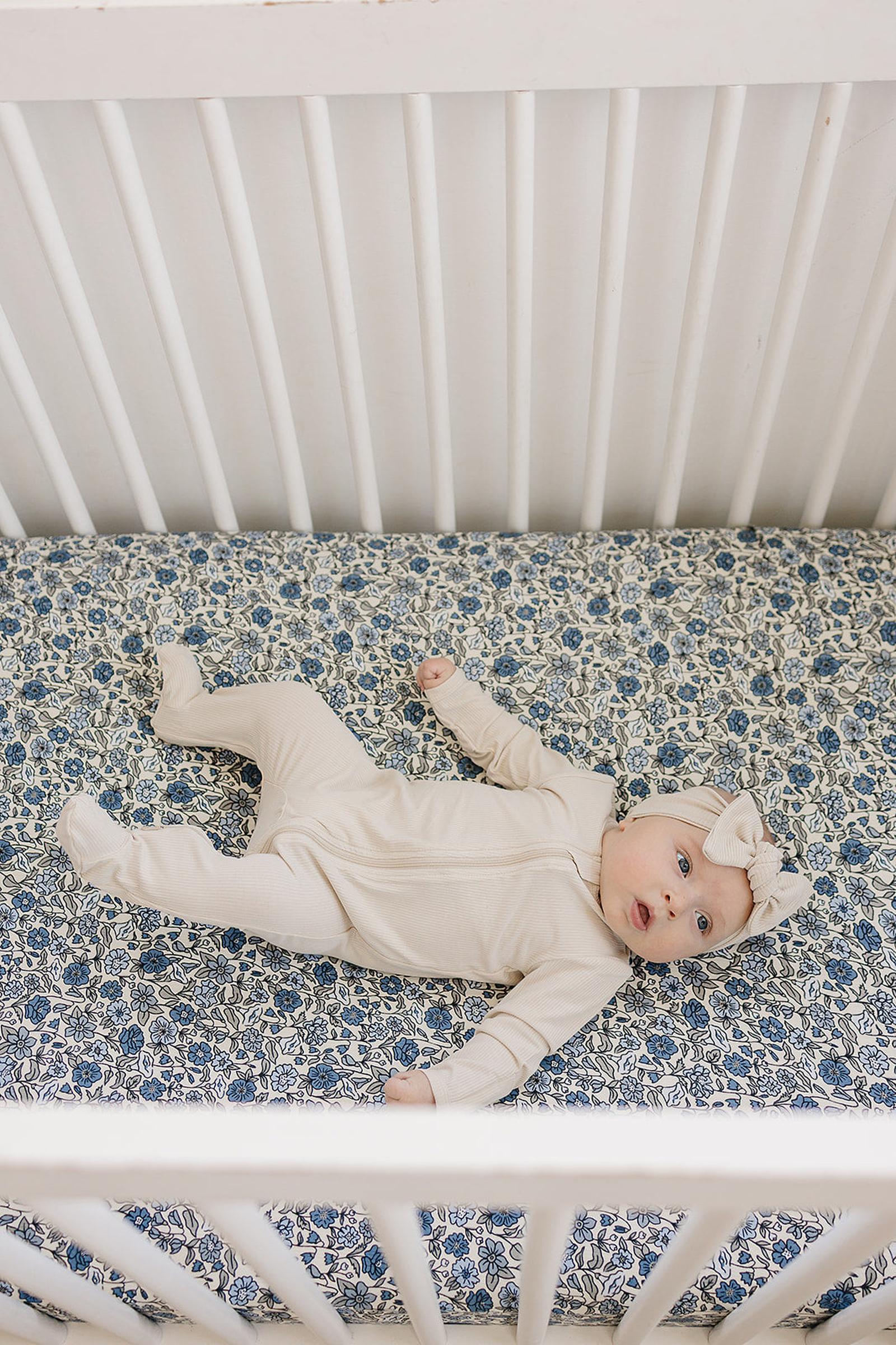 Bluebell Pointelle Stretch Crib Sheet, Bamboo, Baby Essentials