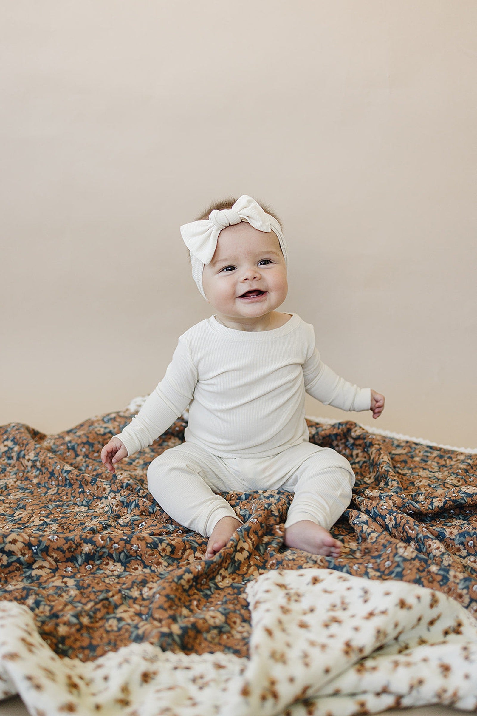 Venetian Floral + Autumn Bloom Lace Lightweight Muslin Crib Quilt, 100% Cotton, Baby Essentials