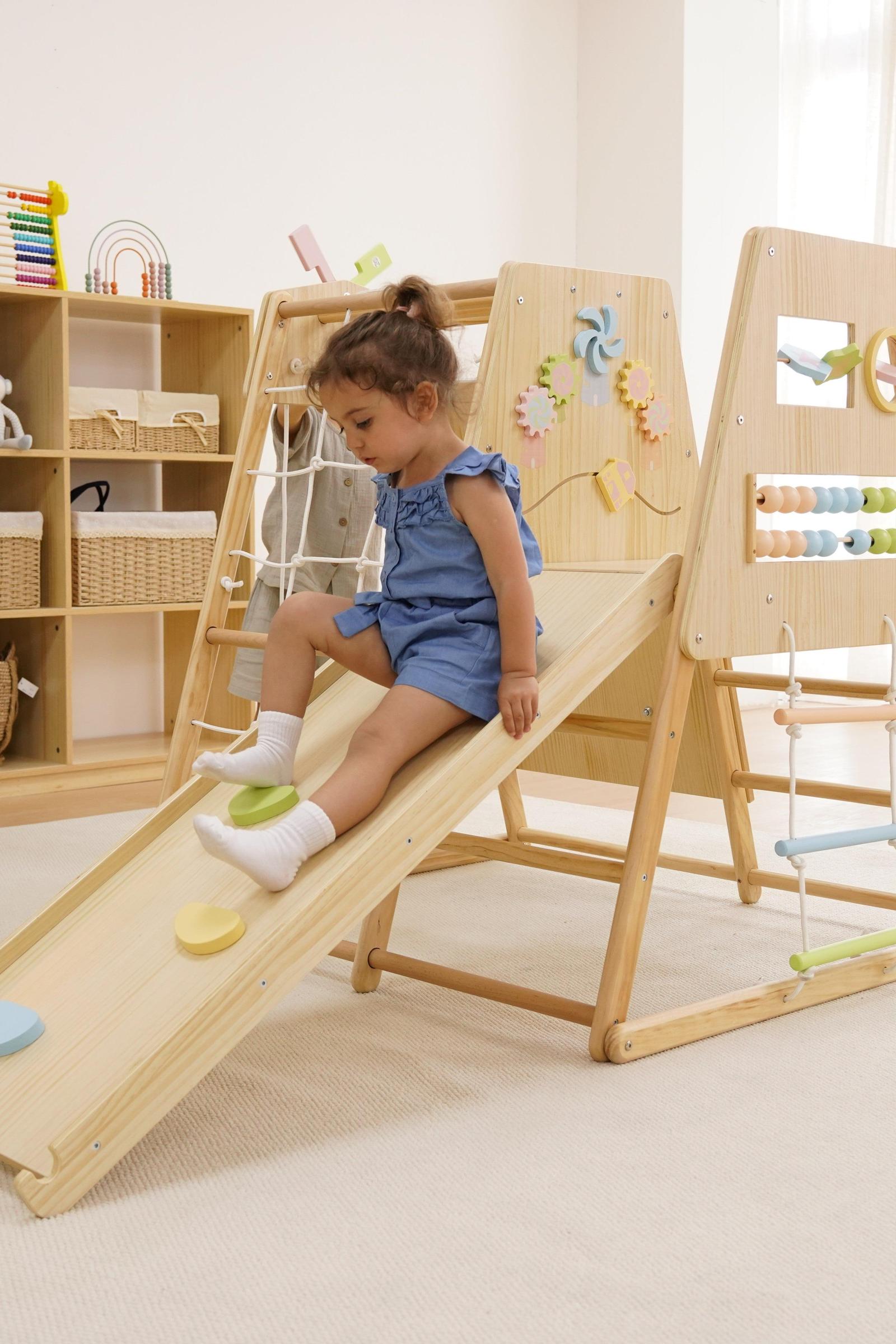 Cherry 5-in-1 Wooden Climber, Indoor, Home Gym Playset, Toddlers & Kids