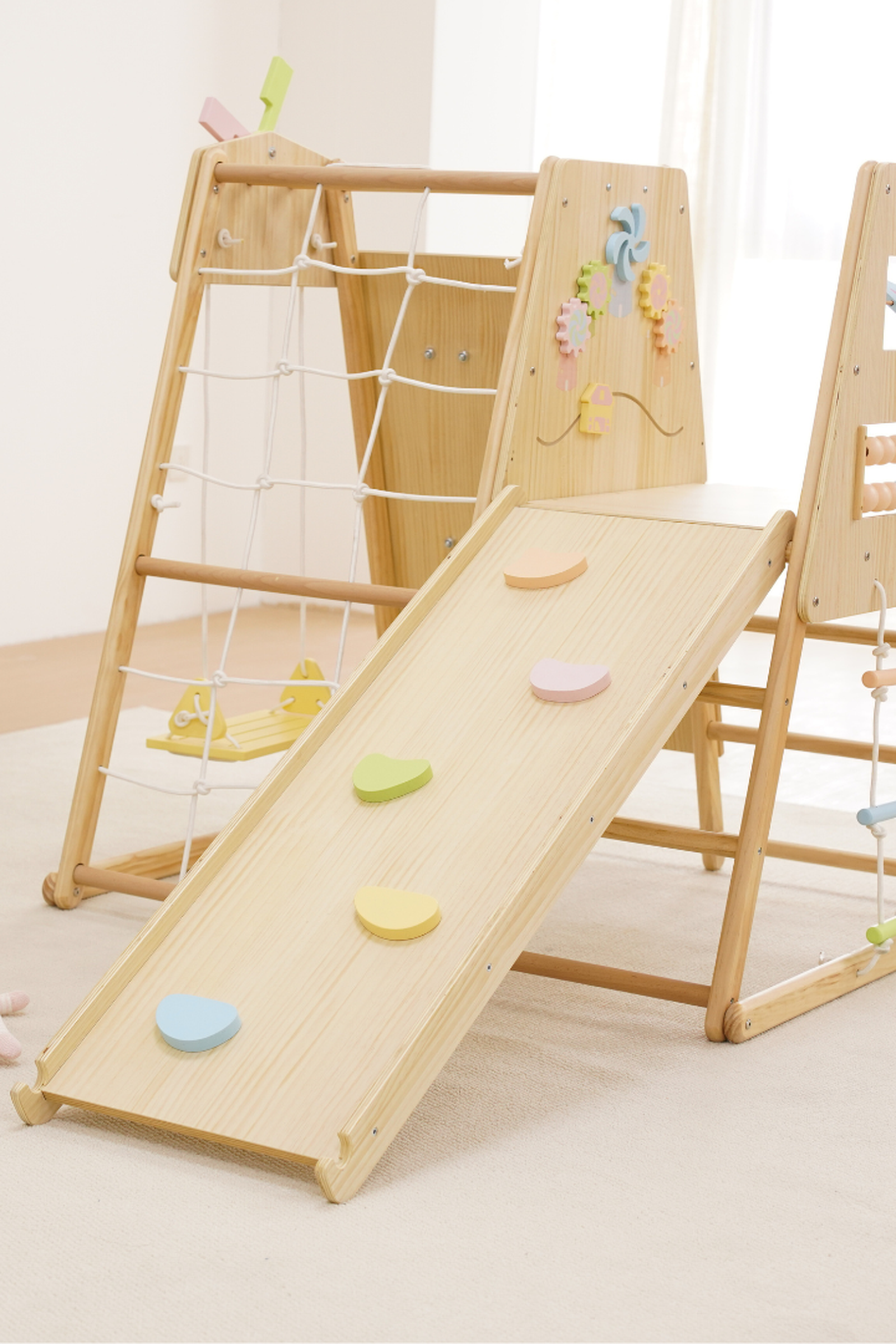 Cherry 5-in-1 Wooden Climber, Indoor, Home Gym Playset, Toddlers & Kids