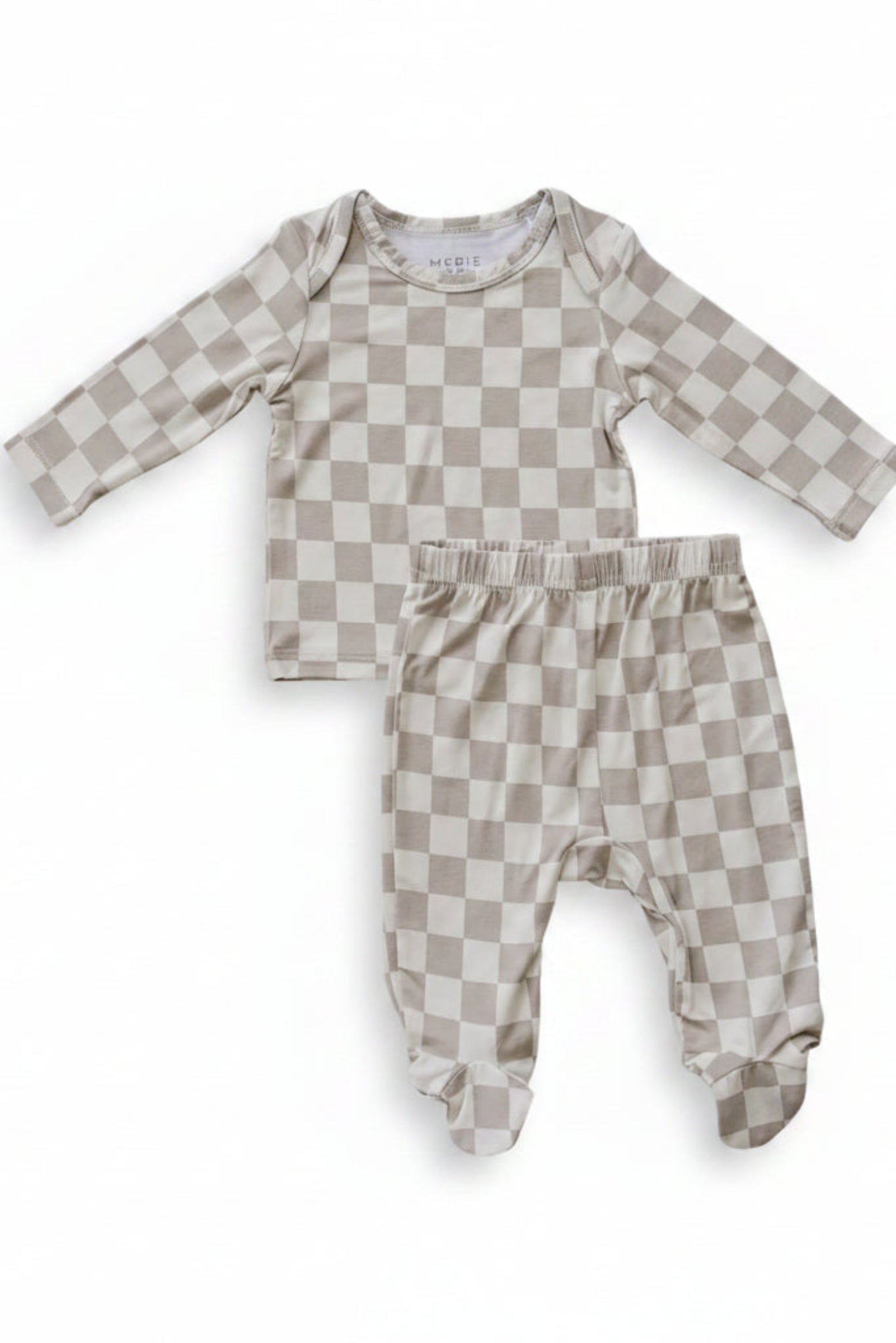 Taupe Checkered Bamboo Baby Layette Set