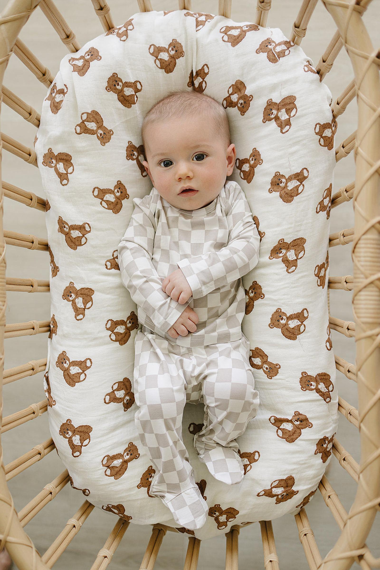 Taupe Checkered Bamboo Baby Layette Set