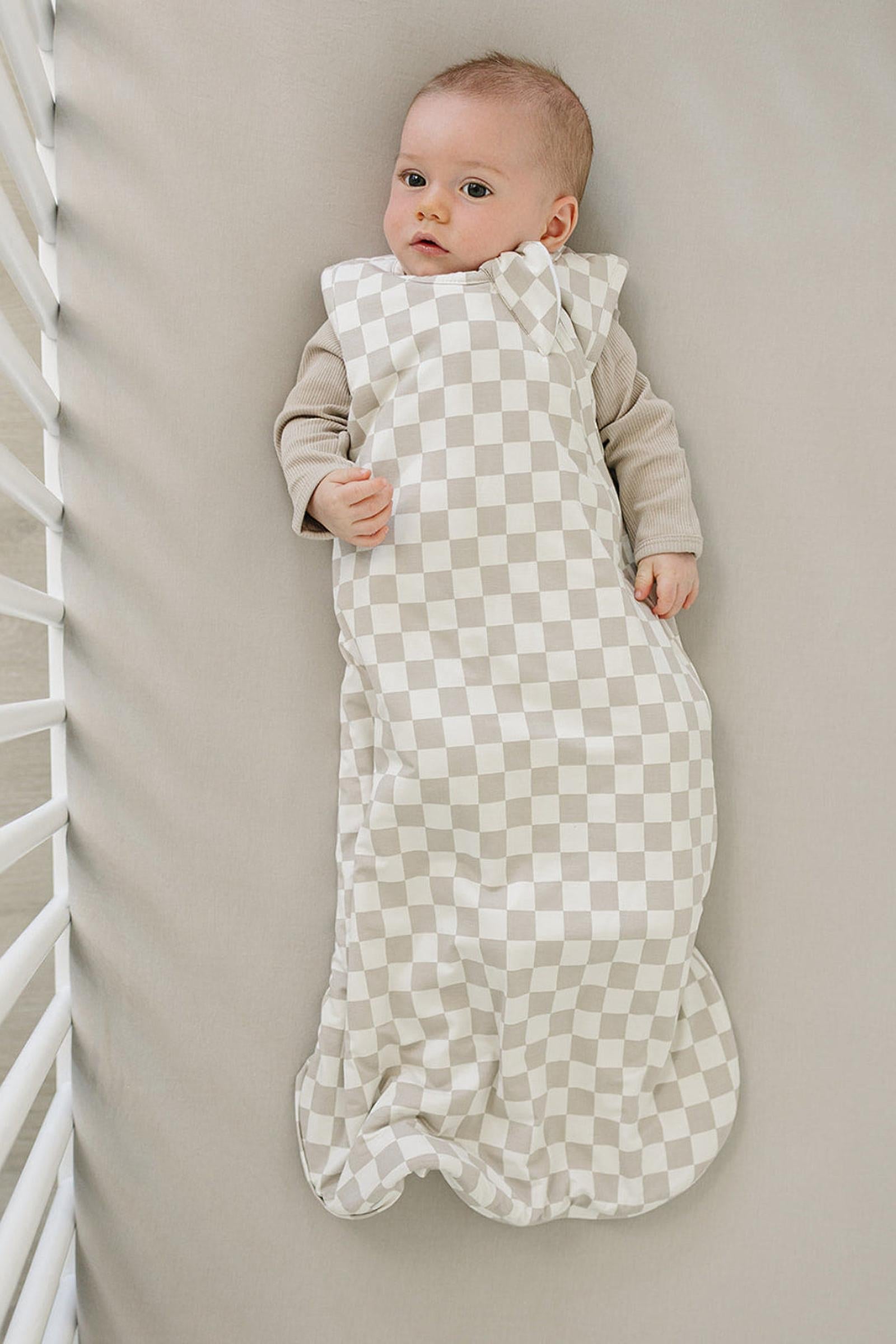 Taupe Checkered Bamboo Baby Sleep Sack