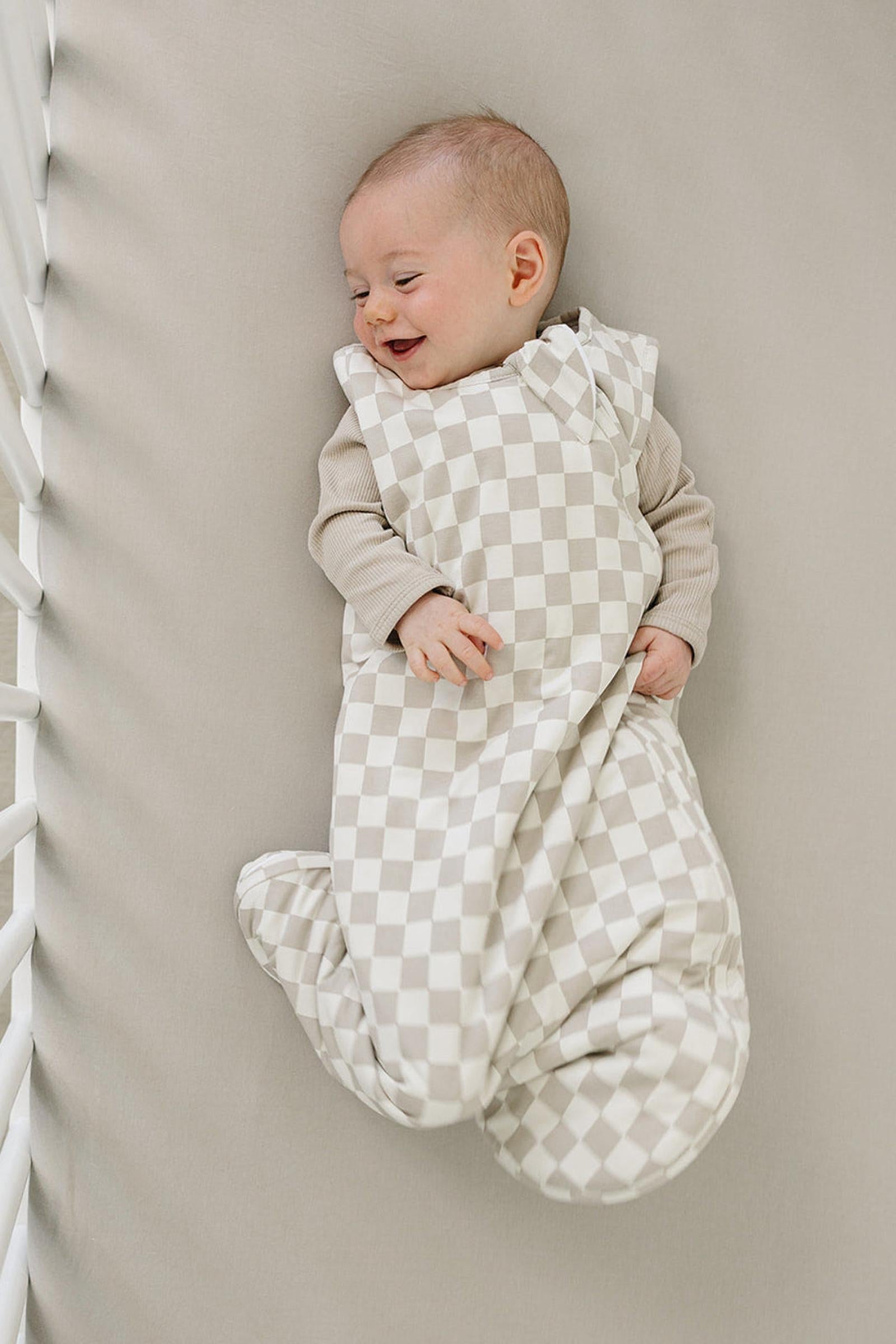 Taupe Checkered Bamboo Baby Sleep Sack