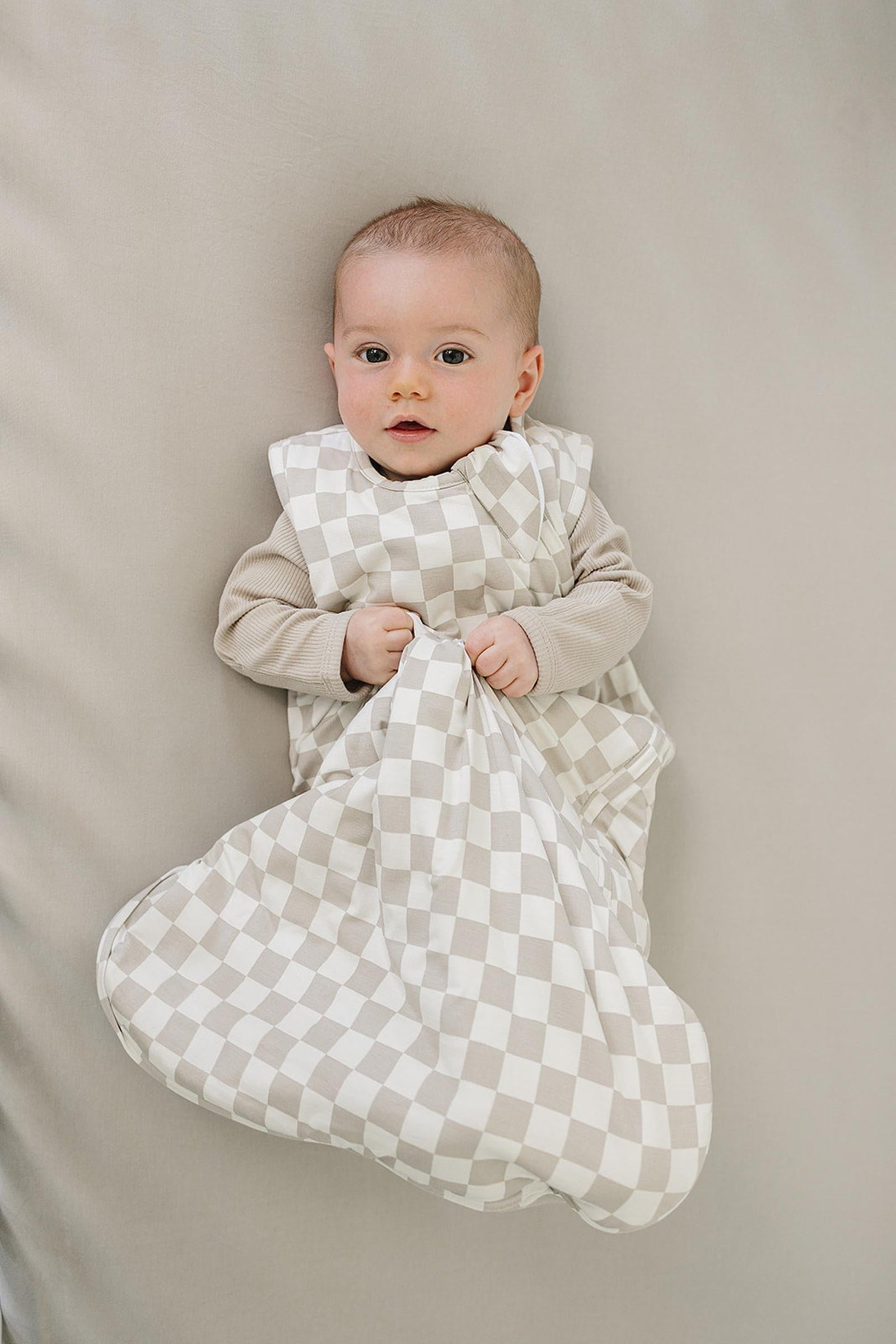 Taupe Checkered Bamboo Baby Sleep Sack