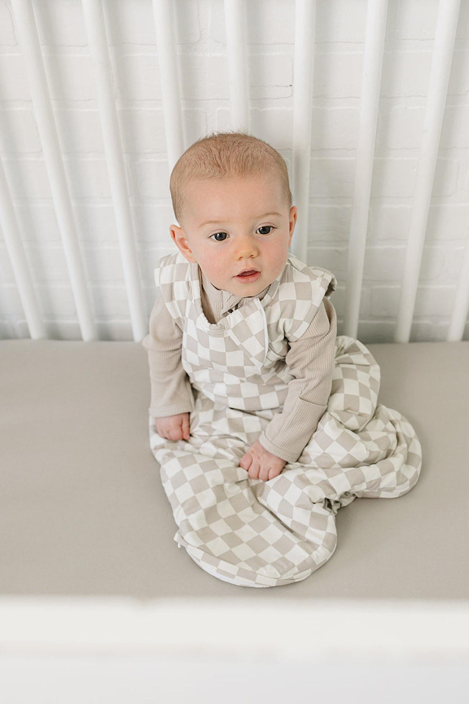 Taupe Checkered Bamboo Baby Sleep Sack