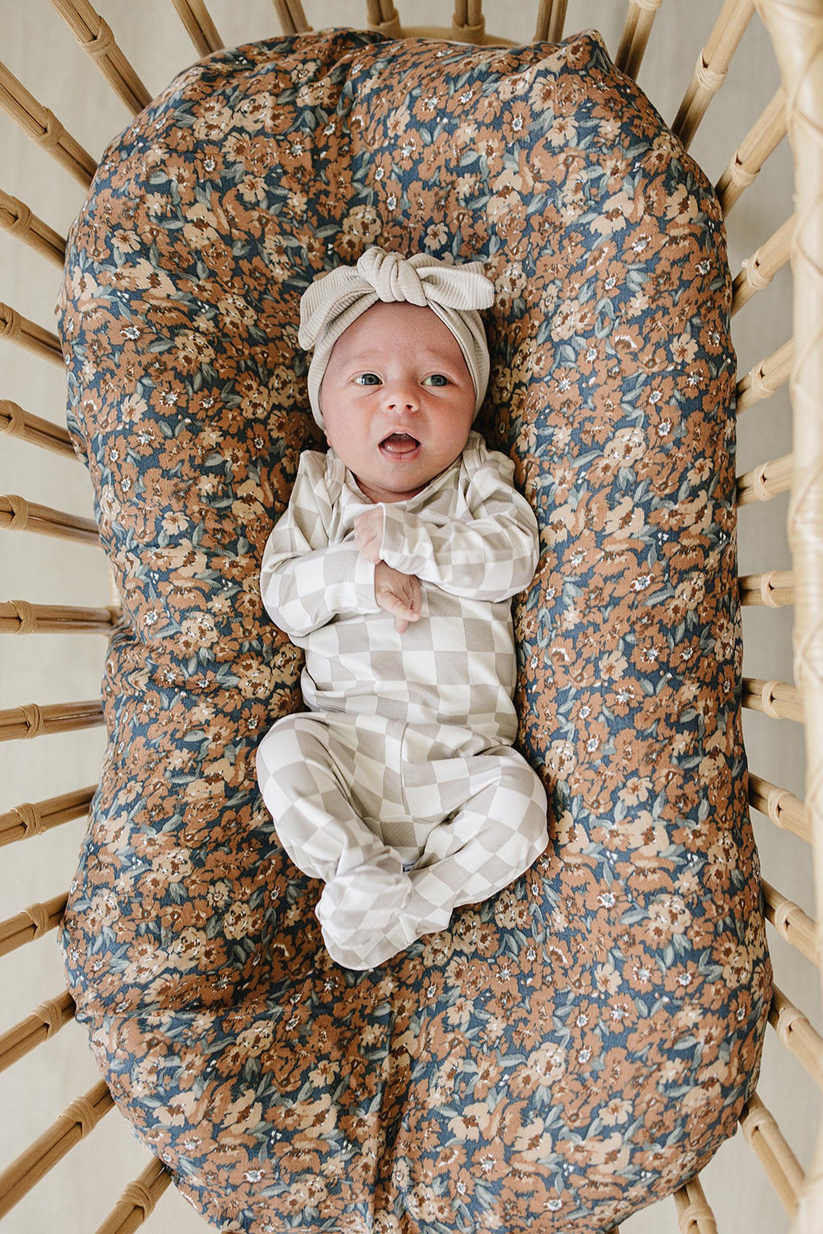 Taupe Checkered Bamboo Baby Layette Set