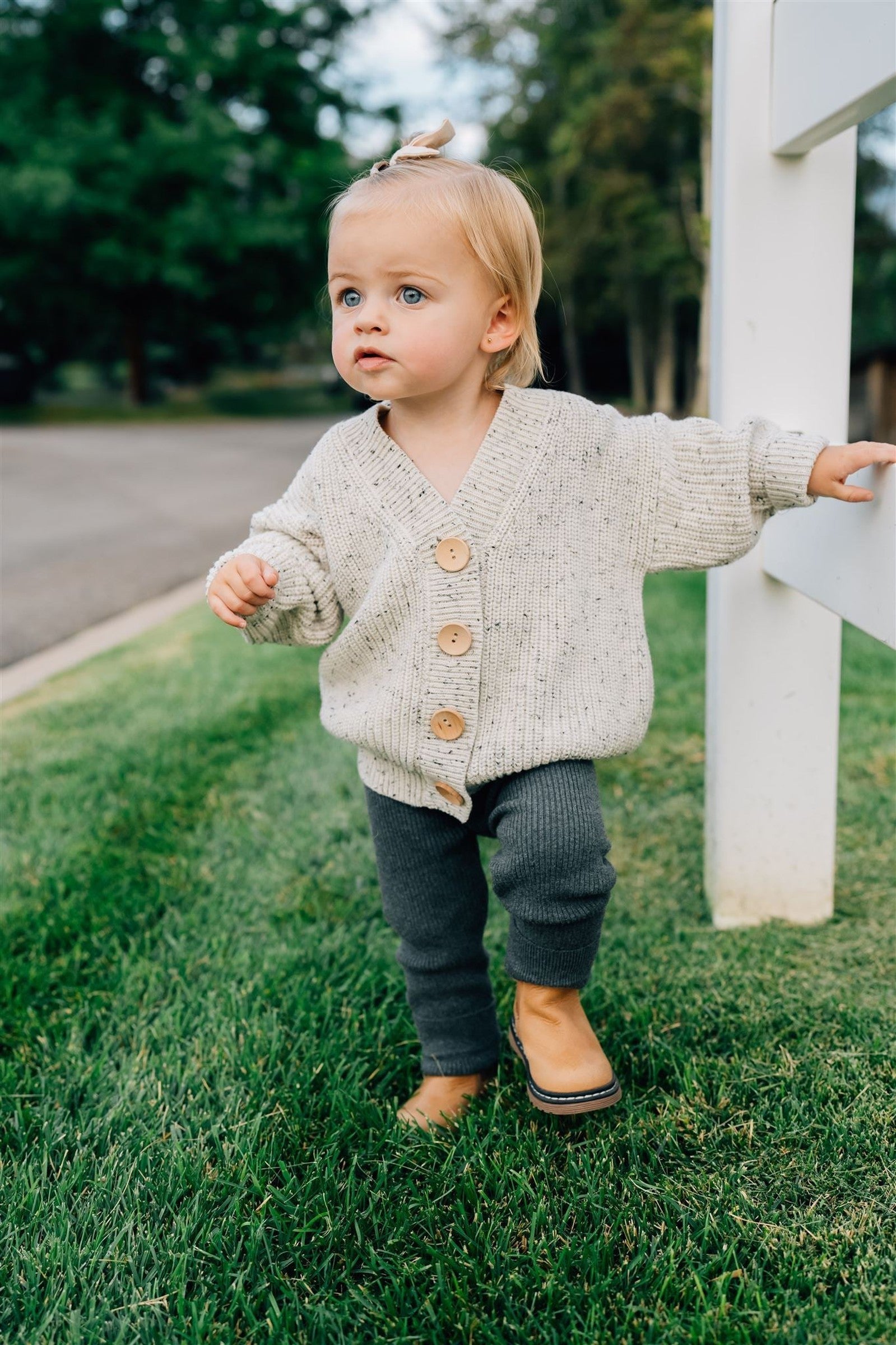 Charcoal Knit Leggings, Organic Cotton, Gender Neutral, Baby, Toddler & Kids