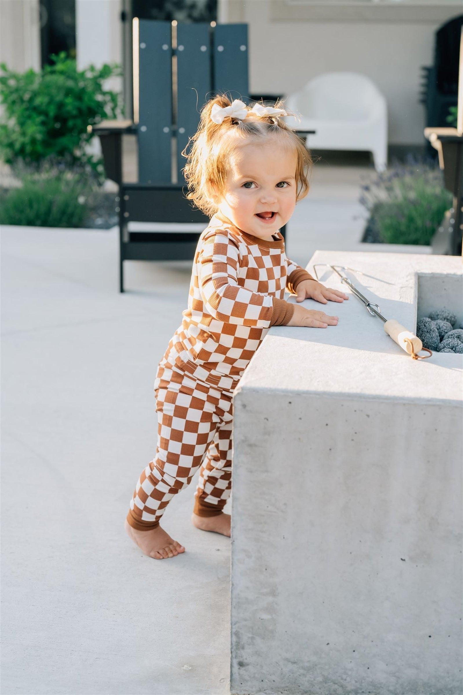 Rust Checkered Ribbed Cozy Pajama Set, Baby, Toddler & Kids, Bamboo