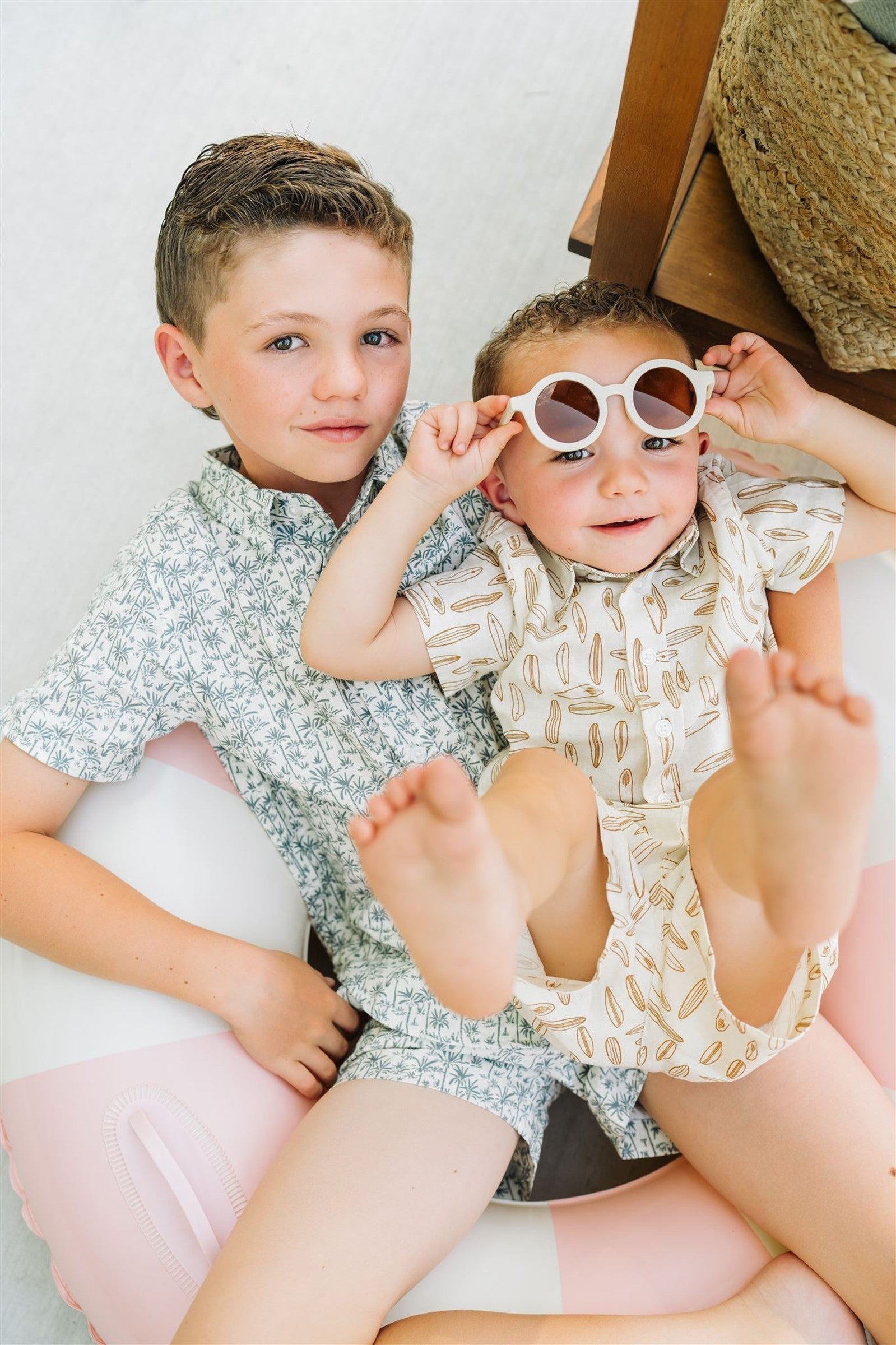 Surfboard Button Up Shirt, Linen Rayon, Baby, Toddler & Kids