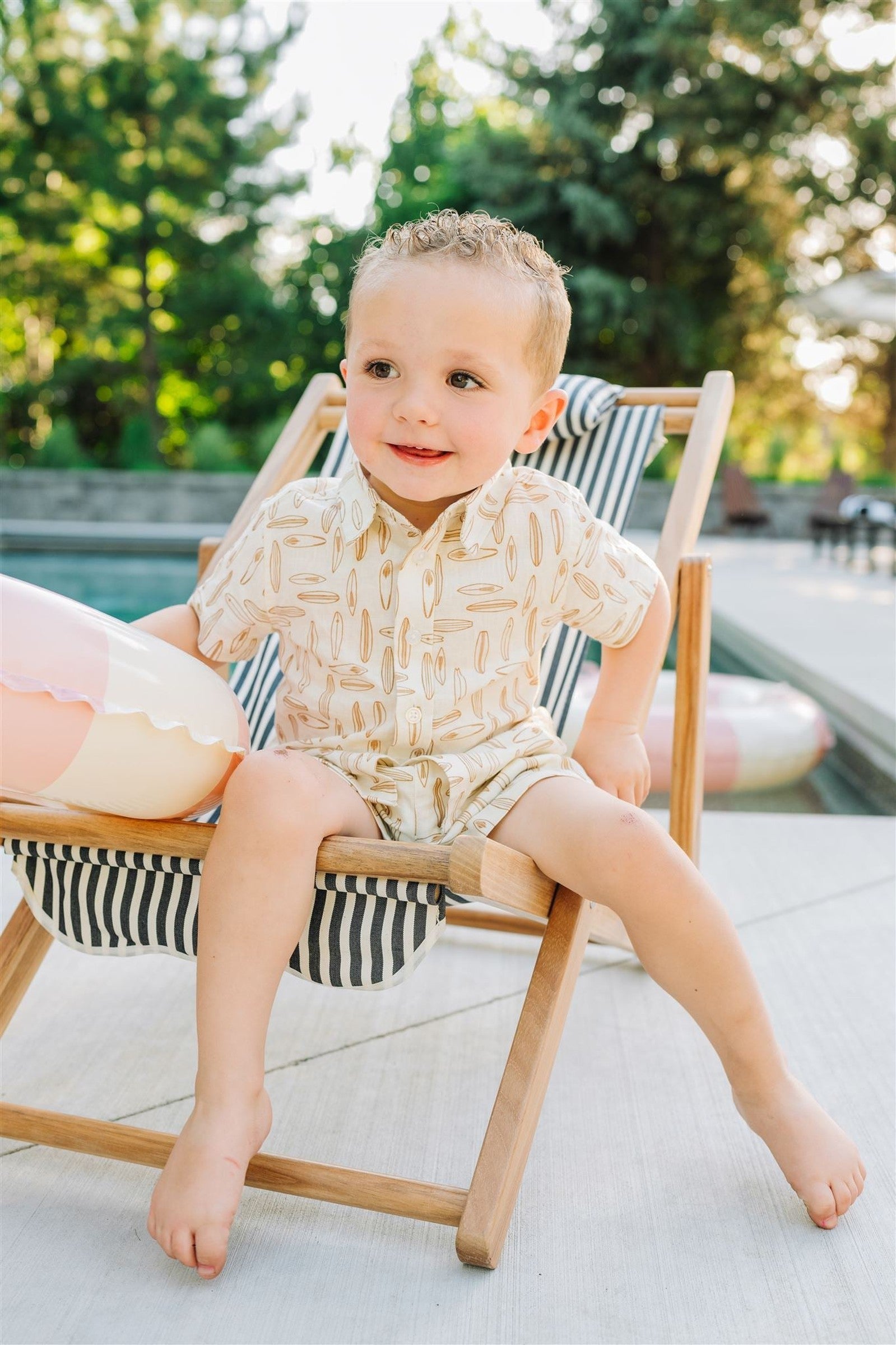 Surfboard Button Up Shirt, Linen Rayon, Baby, Toddler & Kids