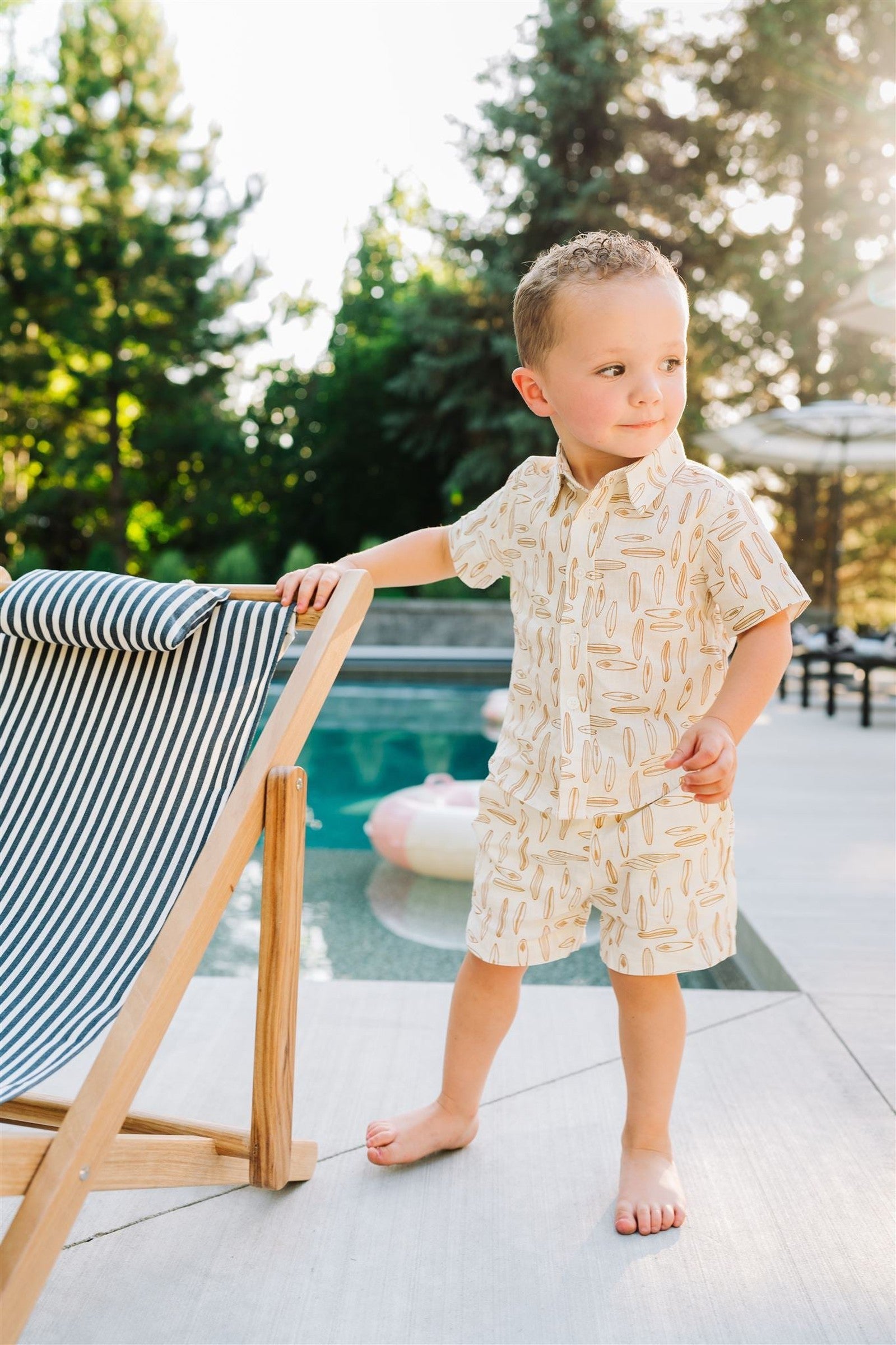 Surfboard Button Up Shirt, Linen Rayon, Baby, Toddler & Kids