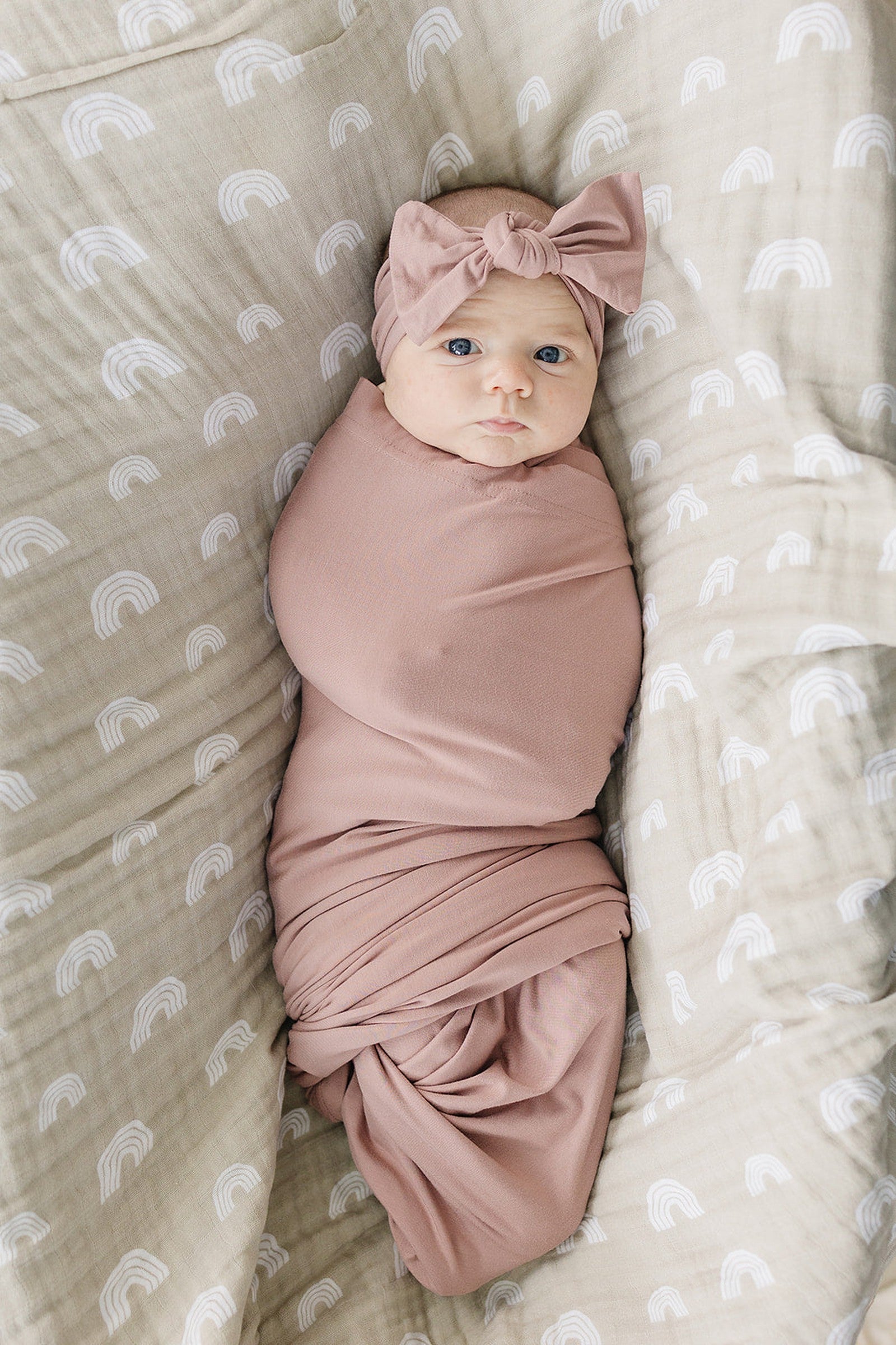 Dusty Rose Stretch Swaddle Blanket, Bamboo, Baby Essentials