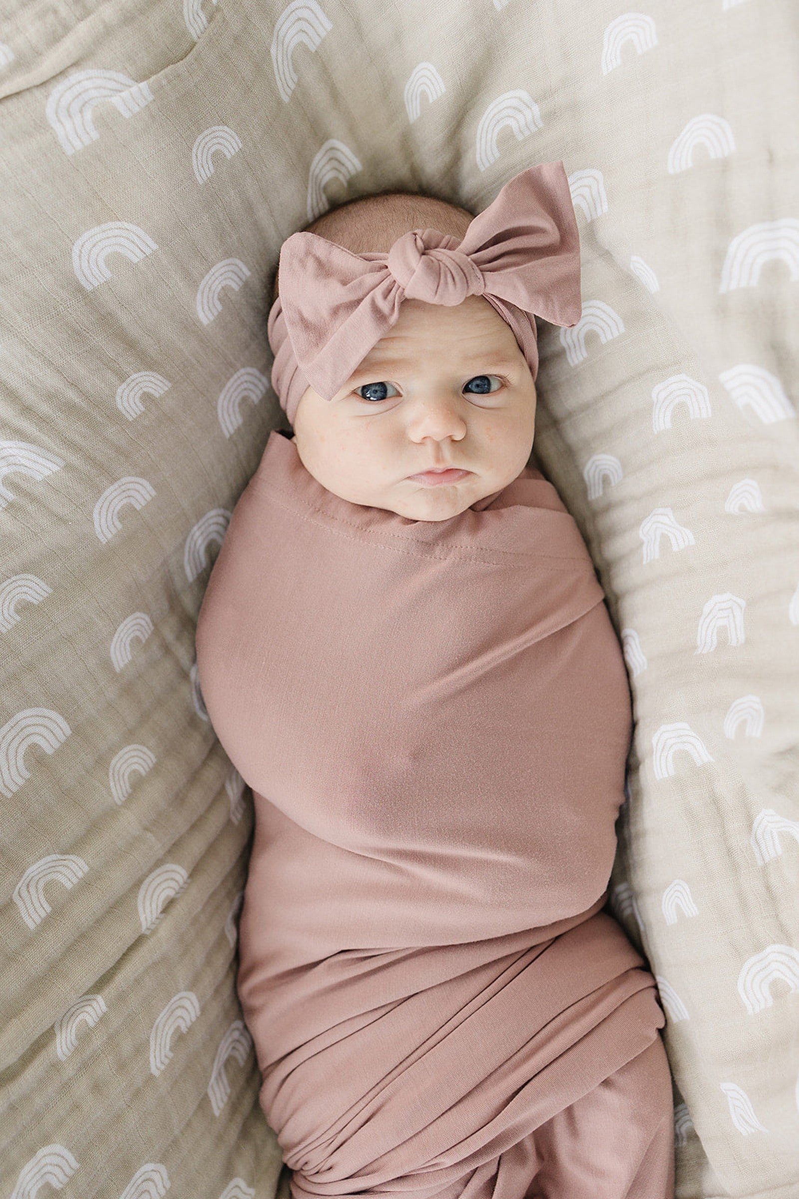 Baby Girl Dusty Rose Head Wrap, Bamboo, Baby