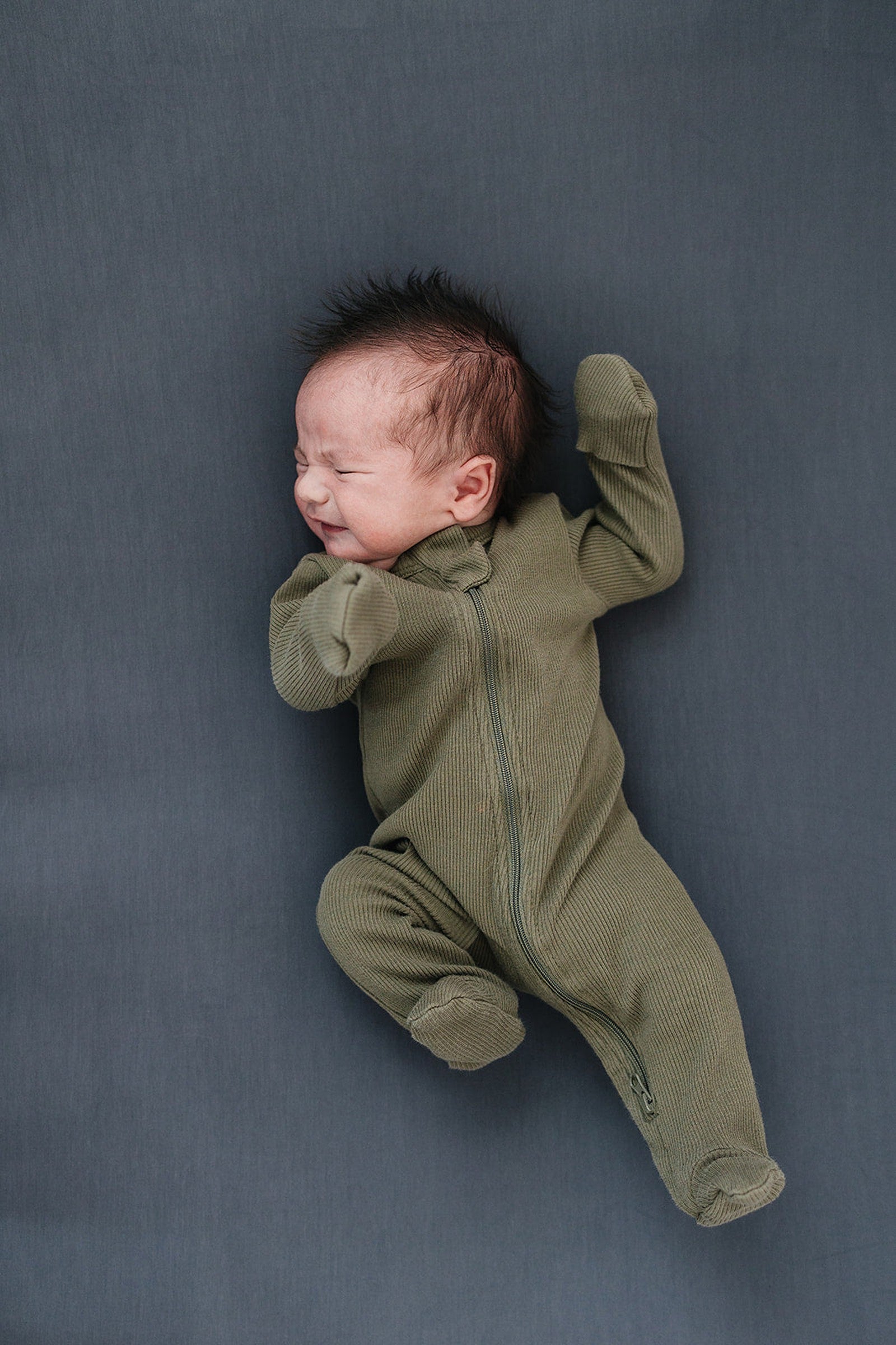 Winter Green Ribbed Zipper Footed Pajama, Organic Cotton, Gender Neutral, Baby