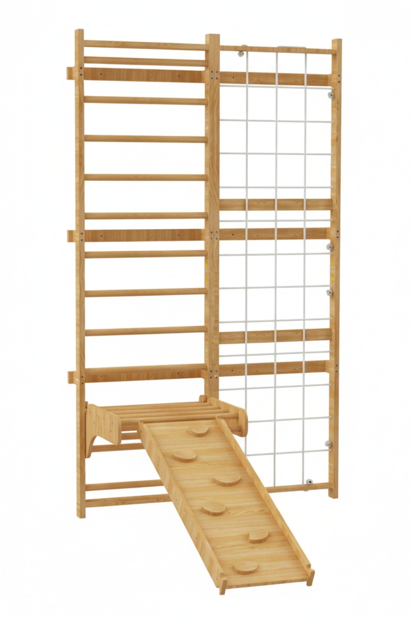 Neem 95" Tall Swedish Wall Ladder & Wooden Climber, Indoor, Home Gym Playset, Kids & Adults