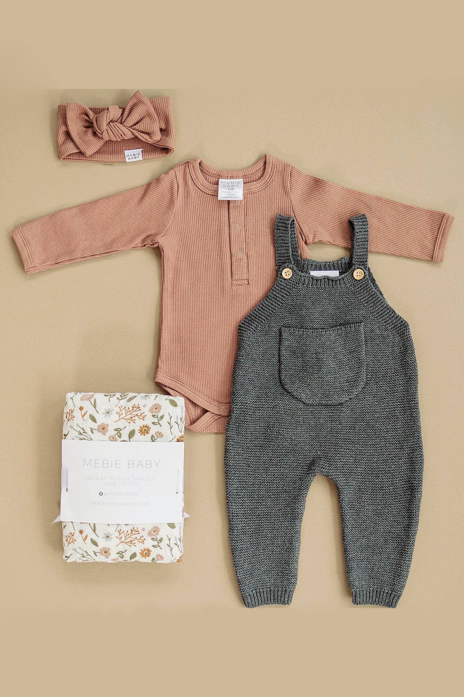 Dusty Rose Snap Long Sleeve Ribbed Bodysuit, Baby Essentials, Organic Cotton