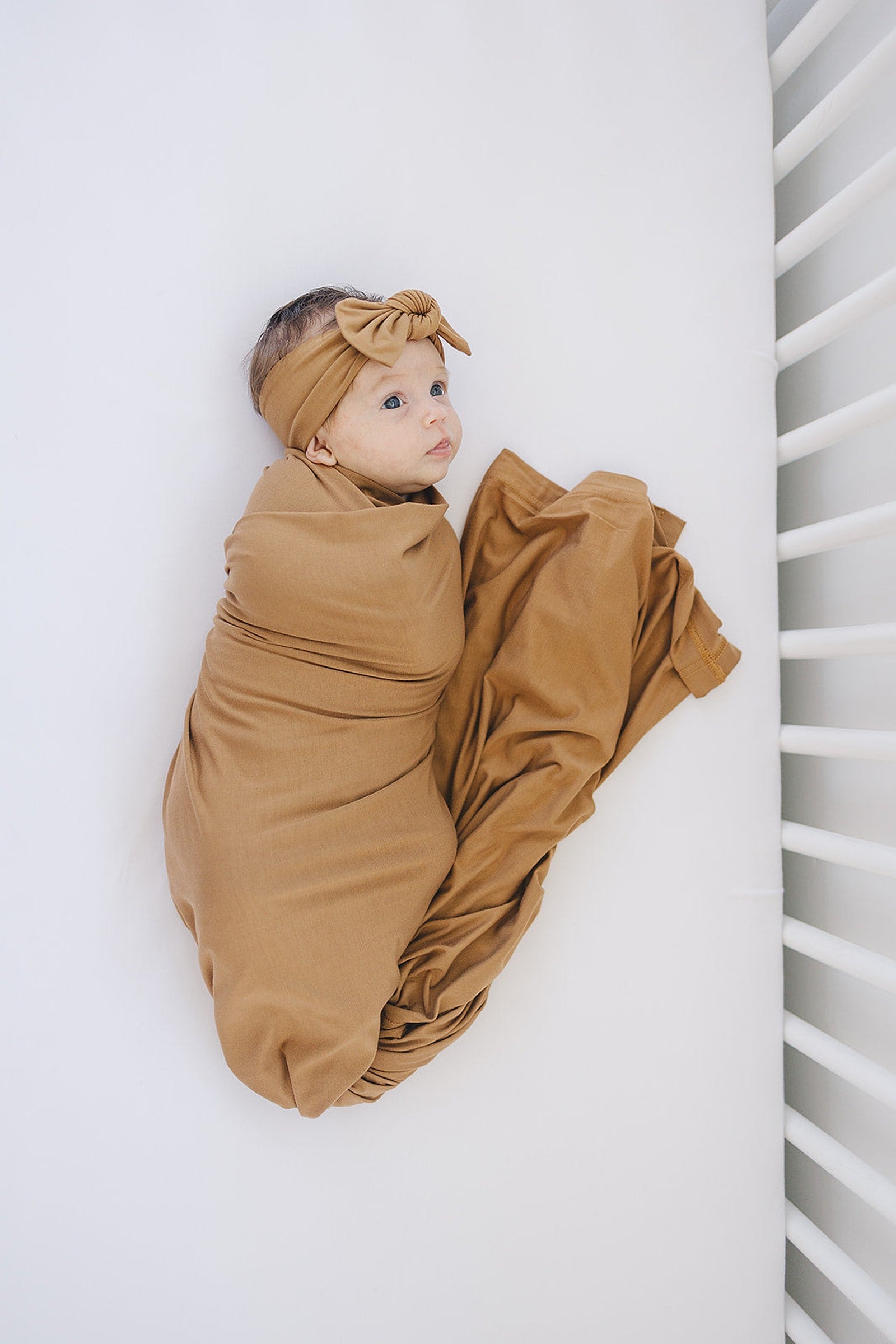 Mustard Swaddle Blanket + Hat OR Head Wrap Set, Bamboo, Baby Essentials