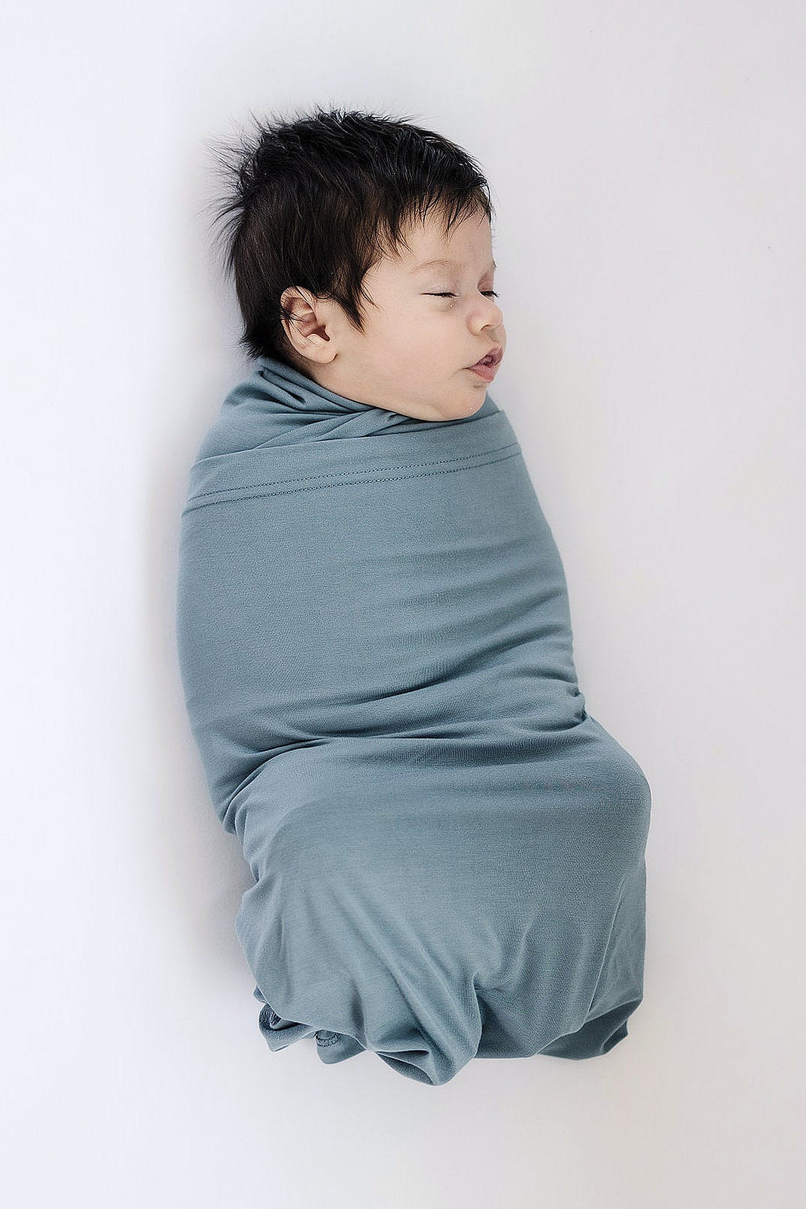 Dusty Blue Stretch Swaddle Blanket, Bamboo, Baby Essentials