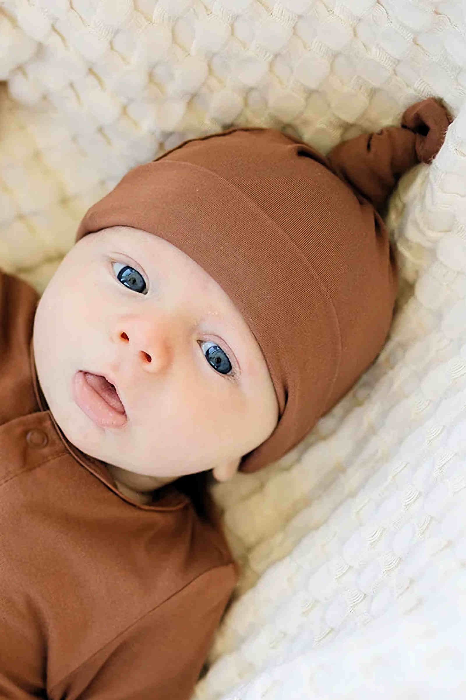 Rust Swaddle Blanket + Hat OR Head Wrap Set, Bamboo, Baby Essentials