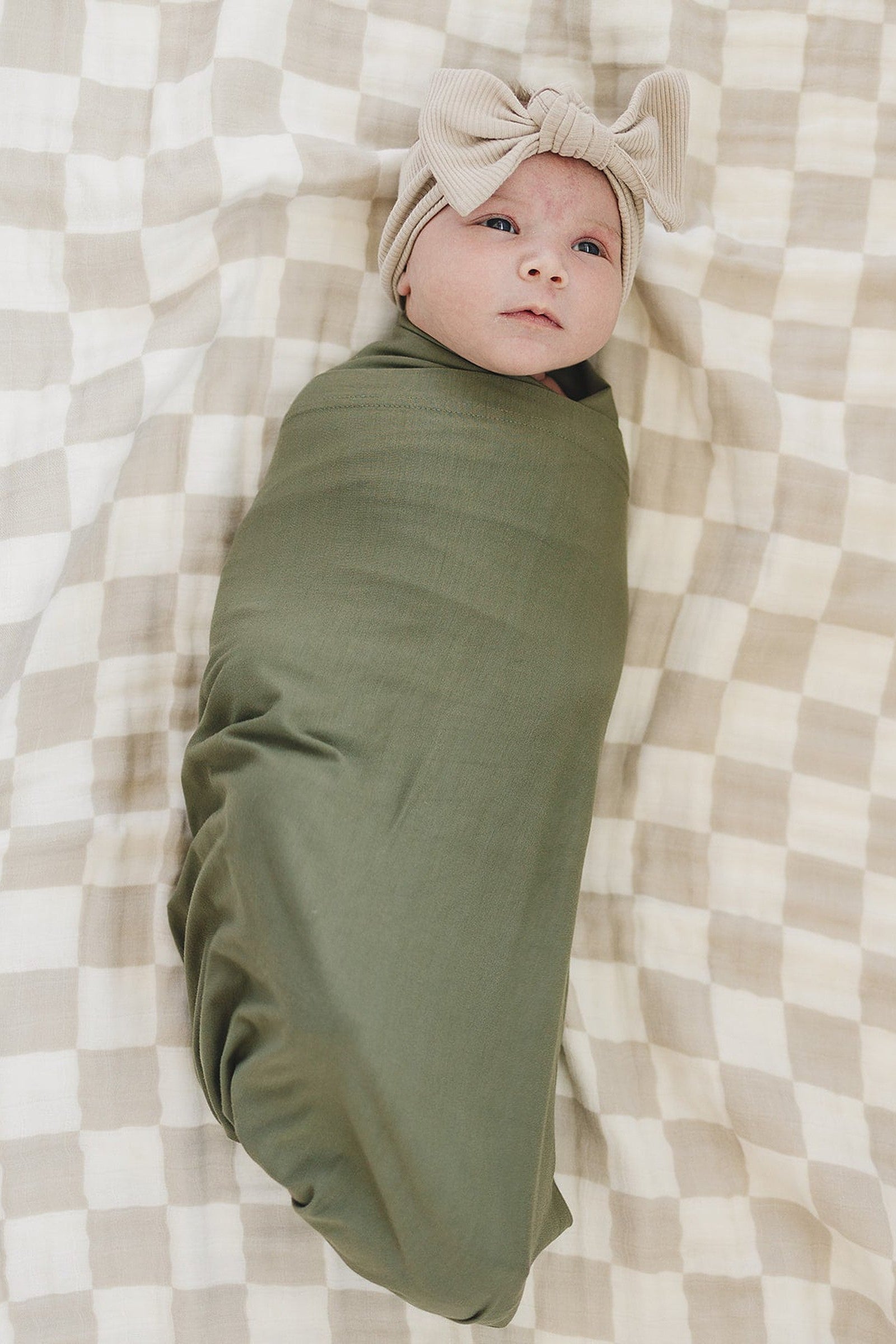 Taupe Checkered Lightweight Muslin Crib Quilt, 100% Cotton, Baby Essentials