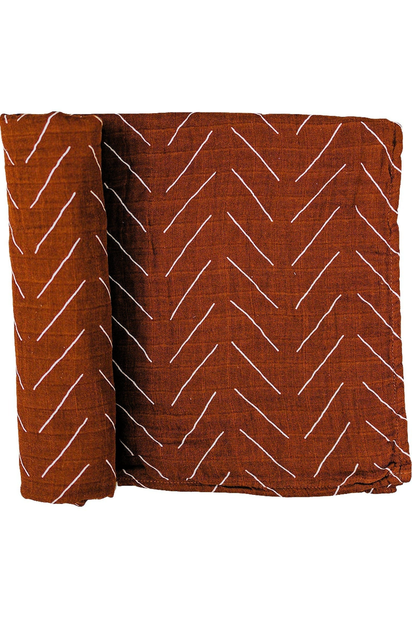 Rust Mudcloth Muslin Swaddle Blanket, 100% Cotton, Baby Essentials